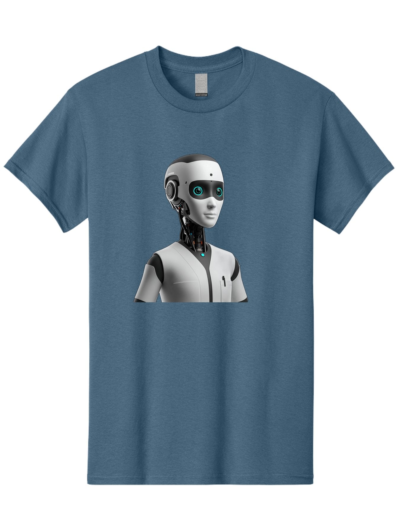 Robot-Head-1 Men'S Graphic Tee, 100% Cotton, Comfortable Casual Summer Wear, Machine Washable, Humanoid Robot, Futuristic Design, Artificial Intelligence, Robotic Features, Cybernetic Enhancements, Advanced Technology, Futuristic Character, Bab351 5