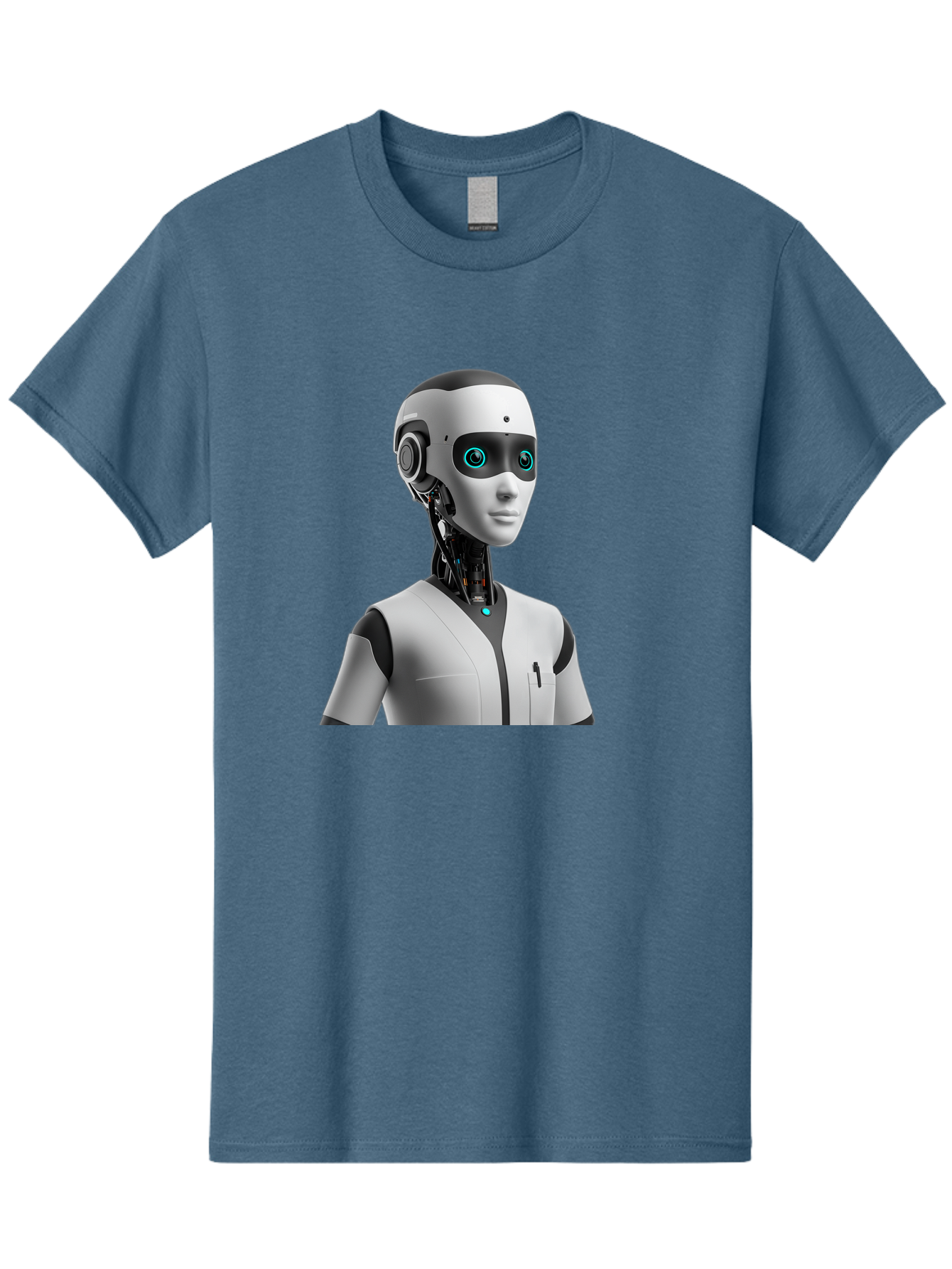 Robot-Head-1 Men'S Graphic Tee, 100% Cotton, Comfortable Casual Summer Wear, Machine Washable, Humanoid Robot, Futuristic Design, Artificial Intelligence, Robotic Features, Cybernetic Enhancements, Advanced Technology, Futuristic Character, Bab351 15