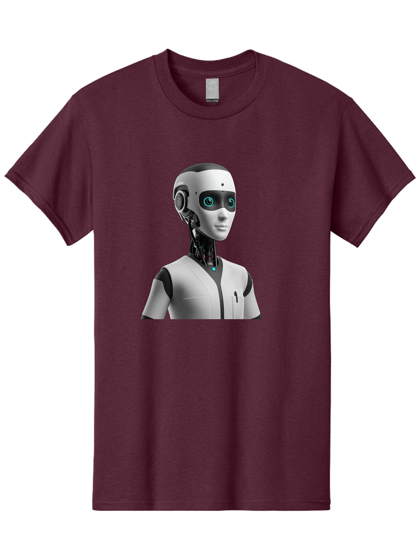 Robot-Head-1 Men'S Graphic Tee, 100% Cotton, Comfortable Casual Summer Wear, Machine Washable, Humanoid Robot, Futuristic Design, Artificial Intelligence, Robotic Features, Cybernetic Enhancements, Advanced Technology, Futuristic Character, Bab351 14
