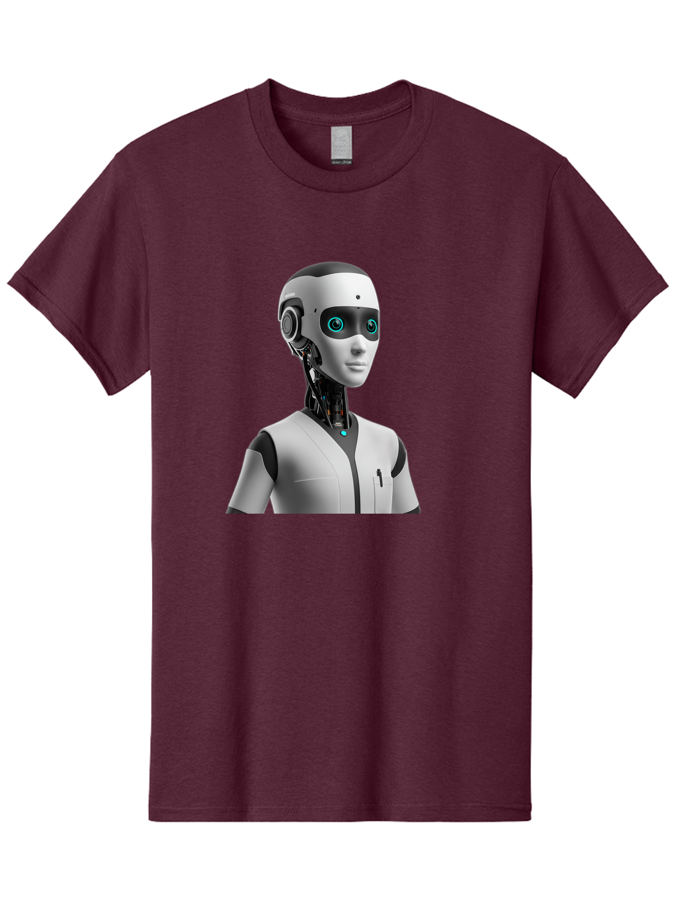 Robot-Head-1 Men'S Graphic Tee, 100% Cotton, Comfortable Casual Summer Wear, Machine Washable, Humanoid Robot, Futuristic Design, Artificial Intelligence, Robotic Features, Cybernetic Enhancements, Advanced Technology, Futuristic Character, Bab351 3