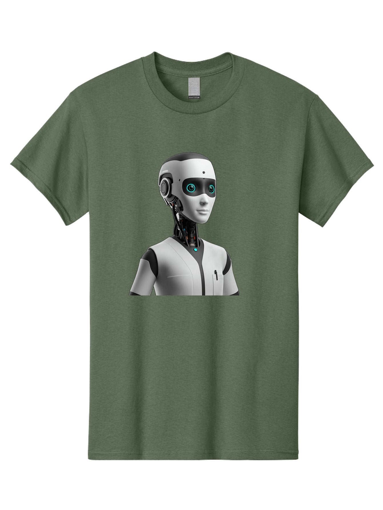 Robot-Head-1 Men'S Graphic Tee, 100% Cotton, Comfortable Casual Summer Wear, Machine Washable, Humanoid Robot, Futuristic Design, Artificial Intelligence, Robotic Features, Cybernetic Enhancements, Advanced Technology, Futuristic Character, Bab351 15