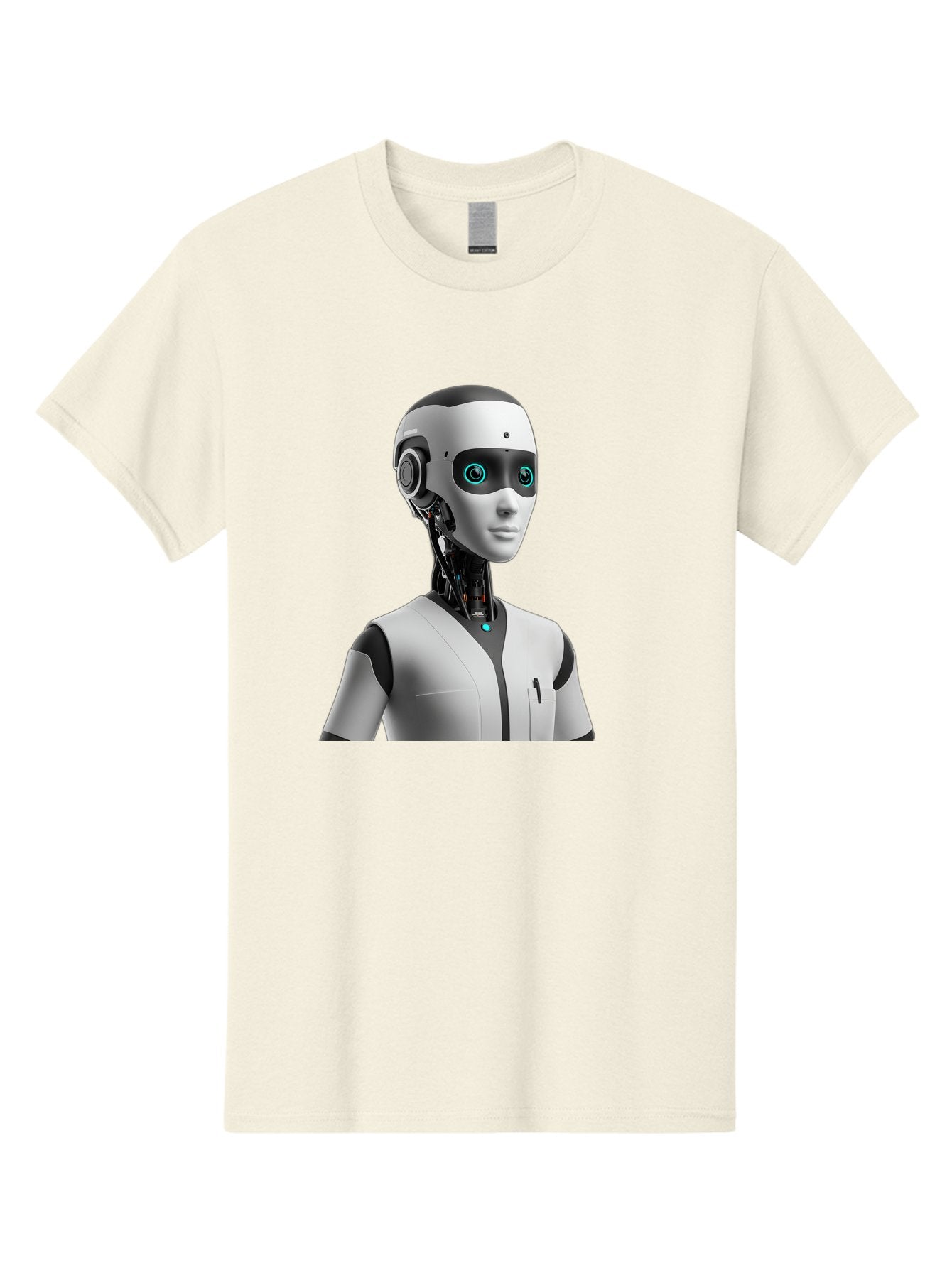 Robot-Head-1 Men'S Graphic Tee, 100% Cotton, Comfortable Casual Summer Wear, Machine Washable, Humanoid Robot, Futuristic Design, Artificial Intelligence, Robotic Features, Cybernetic Enhancements, Advanced Technology, Futuristic Character, Bab351