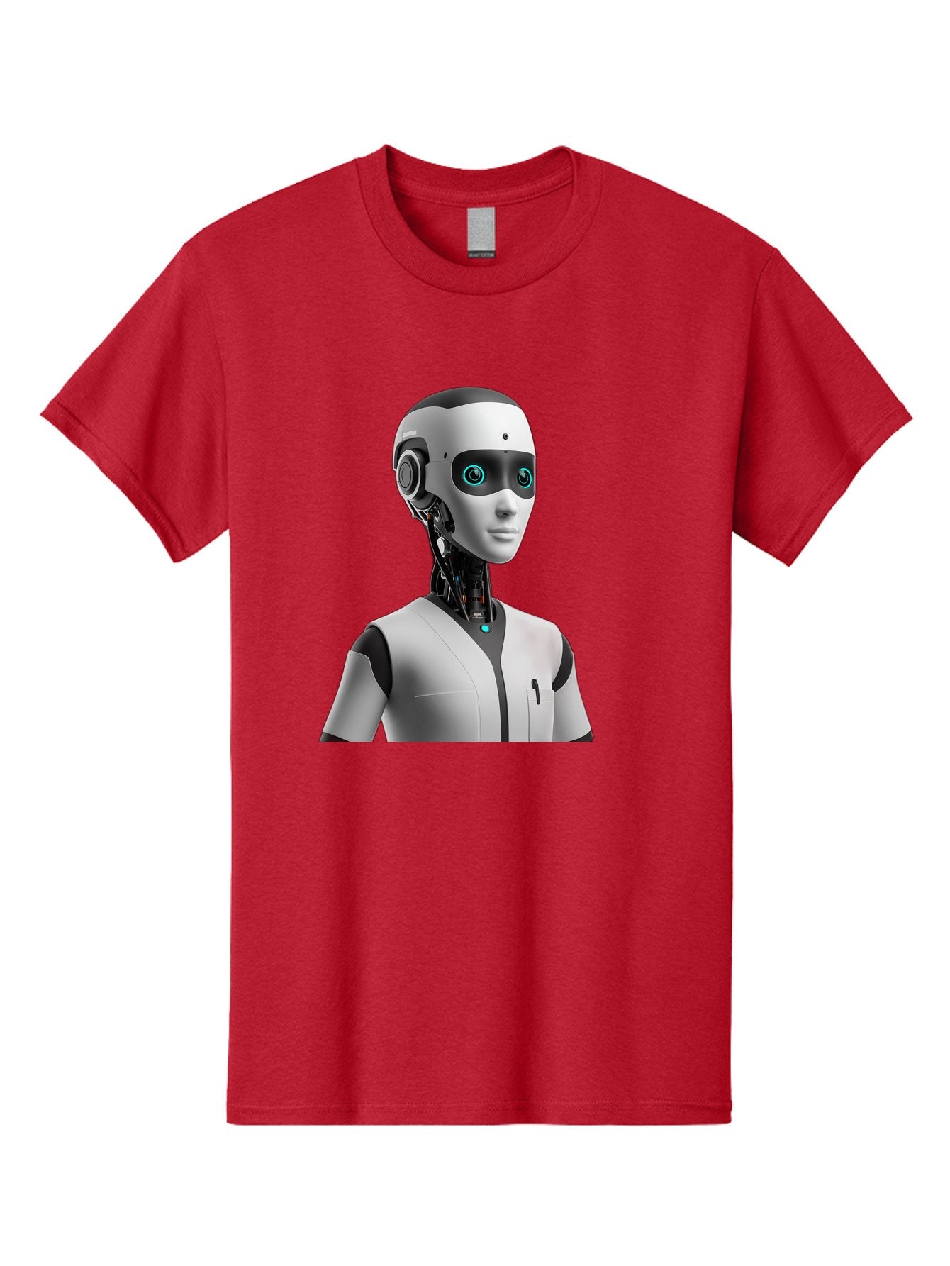 Robot-Head-1 Men'S Graphic Tee, 100% Cotton, Comfortable Casual Summer Wear, Machine Washable, Humanoid Robot, Futuristic Design, Artificial Intelligence, Robotic Features, Cybernetic Enhancements, Advanced Technology, Futuristic Character, Bab351 12