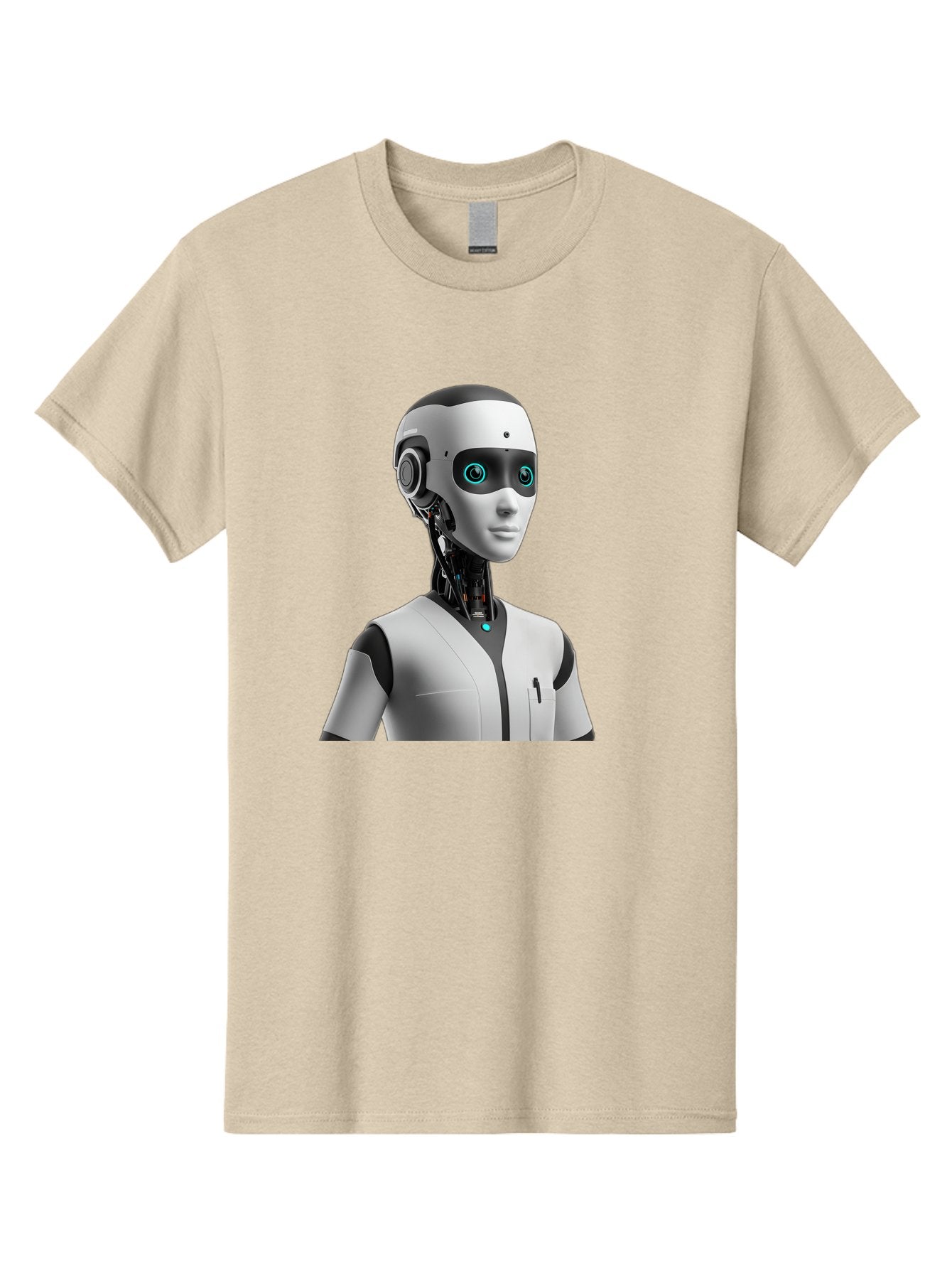 Robot-Head-1 Men'S Graphic Tee, 100% Cotton, Comfortable Casual Summer Wear, Machine Washable, Humanoid Robot, Futuristic Design, Artificial Intelligence, Robotic Features, Cybernetic Enhancements, Advanced Technology, Futuristic Character, Bab351