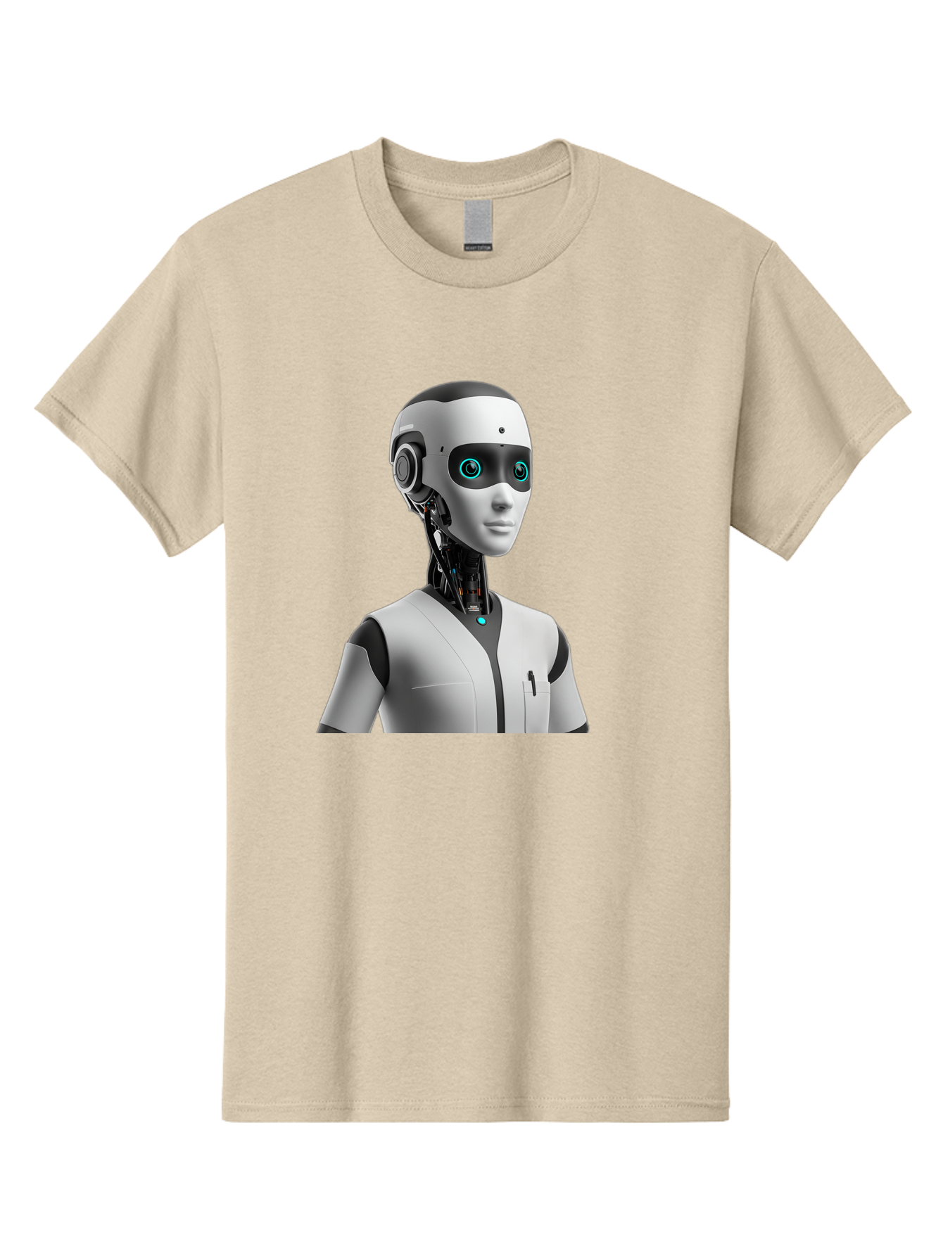 Robot-Head-1 Men'S Graphic Tee, 100% Cotton, Comfortable Casual Summer Wear, Machine Washable, Humanoid Robot, Futuristic Design, Artificial Intelligence, Robotic Features, Cybernetic Enhancements, Advanced Technology, Futuristic Character, Bab351 19