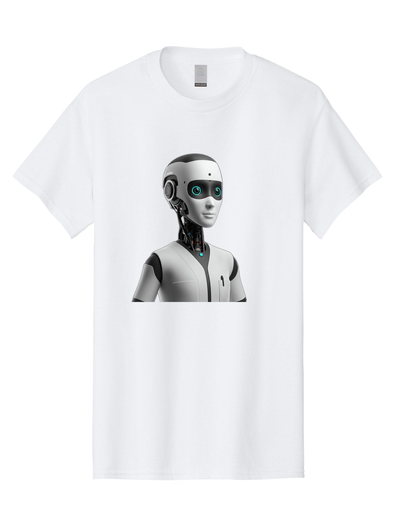 Robot-Head-1 Men'S Graphic Tee, 100% Cotton, Comfortable Casual Summer Wear, Machine Washable, Humanoid Robot, Futuristic Design, Artificial Intelligence, Robotic Features, Cybernetic Enhancements, Advanced Technology, Futuristic Character, Bab351 6