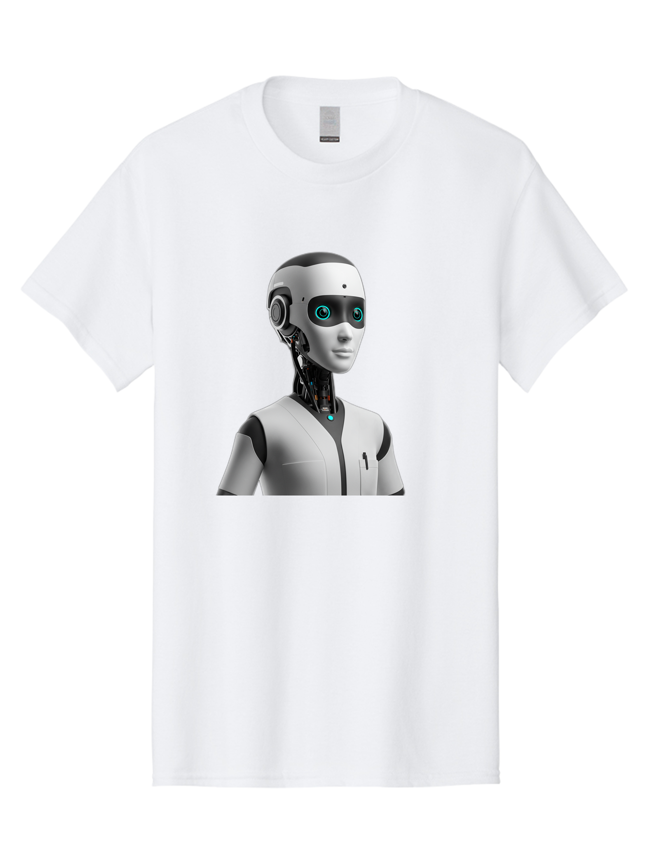 Robot-Head-1 Men'S Graphic Tee, 100% Cotton, Comfortable Casual Summer Wear, Machine Washable, Humanoid Robot, Futuristic Design, Artificial Intelligence, Robotic Features, Cybernetic Enhancements, Advanced Technology, Futuristic Character, Bab351 13