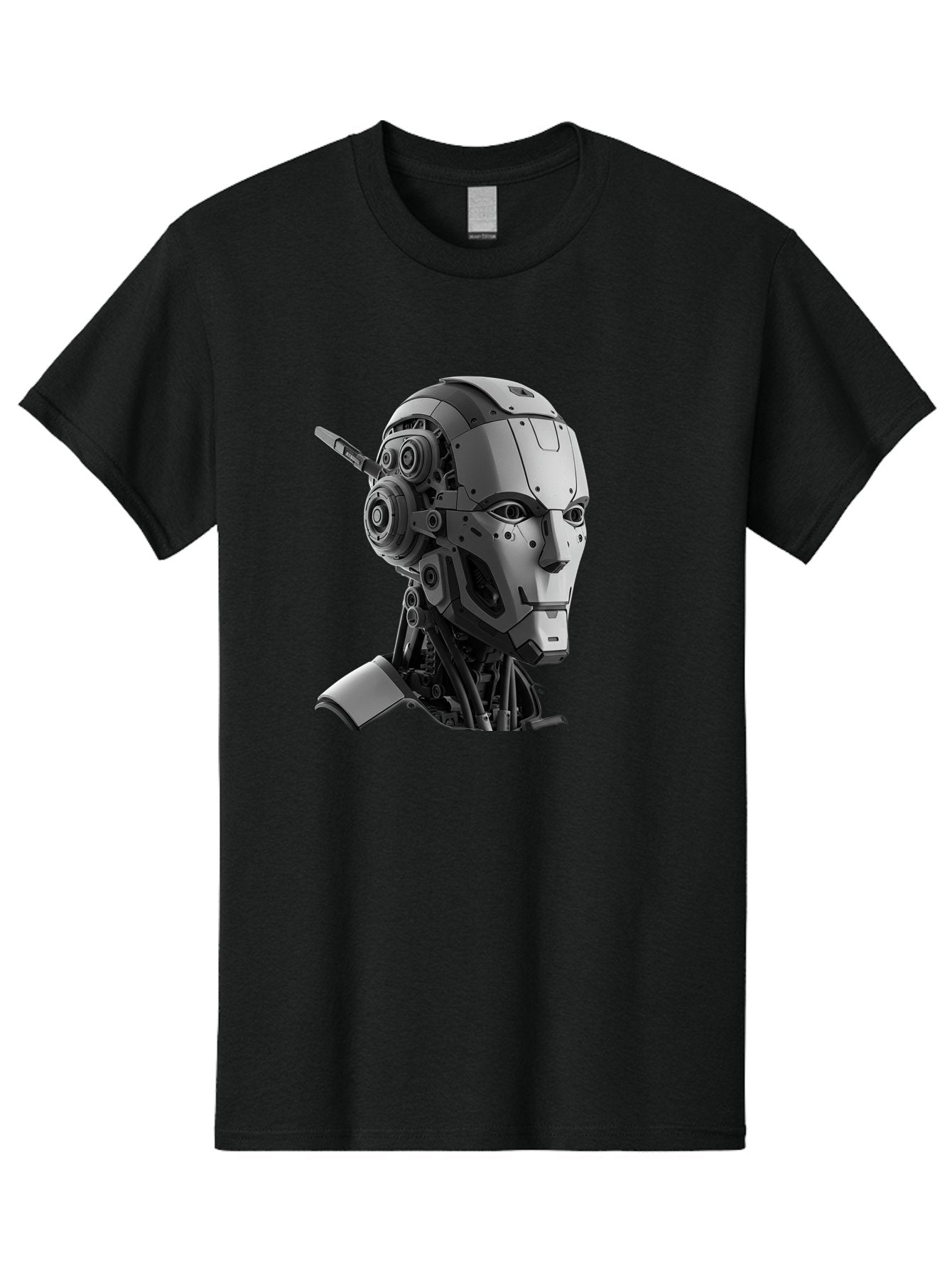 Robot-Head Men'S Graphic Tee, 100% Cotton, Comfortable Casual Summer Wear, Machine Washable, Robotic Head, Futuristic Design, Mechanical Face, Gray Metallic Finish, Technological Innovation, Advanced Robotics, Artificial Intelligence, Bab352 15
