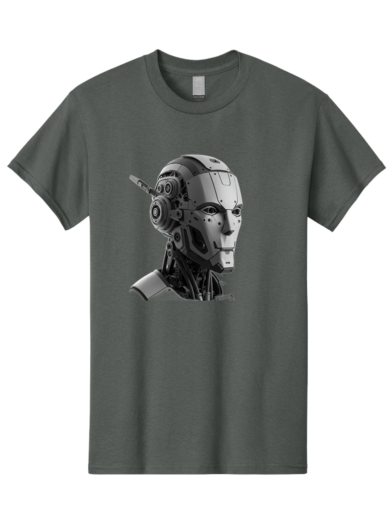 Robot-Head Men'S Graphic Tee, 100% Cotton, Comfortable Casual Summer Wear, Machine Washable, Robotic Head, Futuristic Design, Mechanical Face, Gray Metallic Finish, Technological Innovation, Advanced Robotics, Artificial Intelligence, Bab352 29