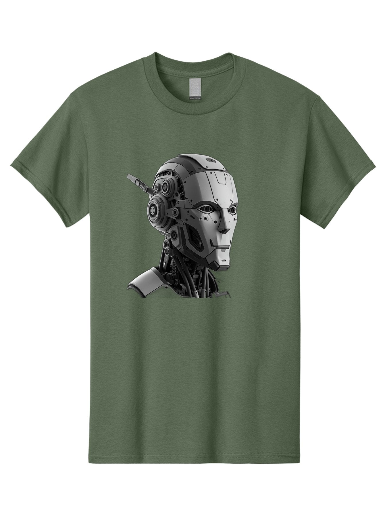 Robot-Head Men'S Graphic Tee, 100% Cotton, Comfortable Casual Summer Wear, Machine Washable, Robotic Head, Futuristic Design, Mechanical Face, Gray Metallic Finish, Technological Innovation, Advanced Robotics, Artificial Intelligence, Bab352 12