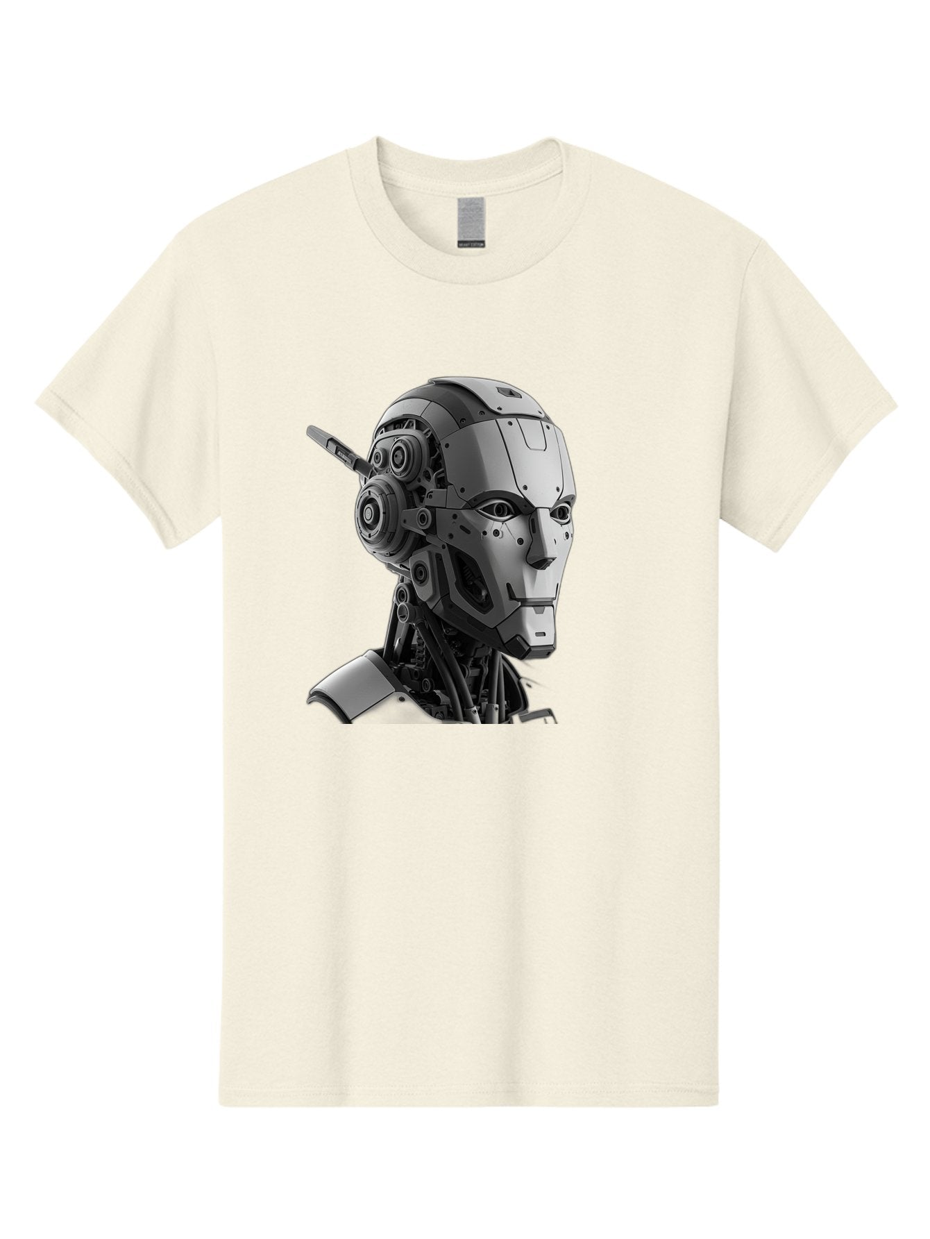 Robot-Head Men'S Graphic Tee, 100% Cotton, Comfortable Casual Summer Wear, Machine Washable, Robotic Head, Futuristic Design, Mechanical Face, Gray Metallic Finish, Technological Innovation, Advanced Robotics, Artificial Intelligence, Bab352 7