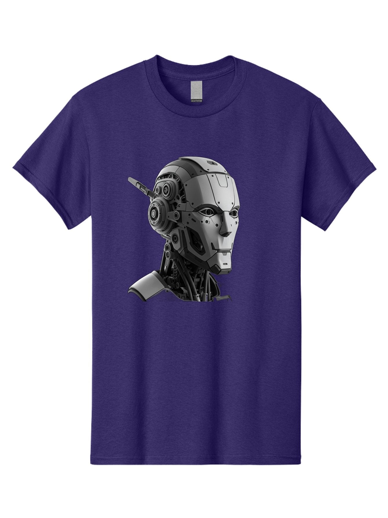 Robot-Head Men'S Graphic Tee, 100% Cotton, Comfortable Casual Summer Wear, Machine Washable, Robotic Head, Futuristic Design, Mechanical Face, Gray Metallic Finish, Technological Innovation, Advanced Robotics, Artificial Intelligence, Bab352 5