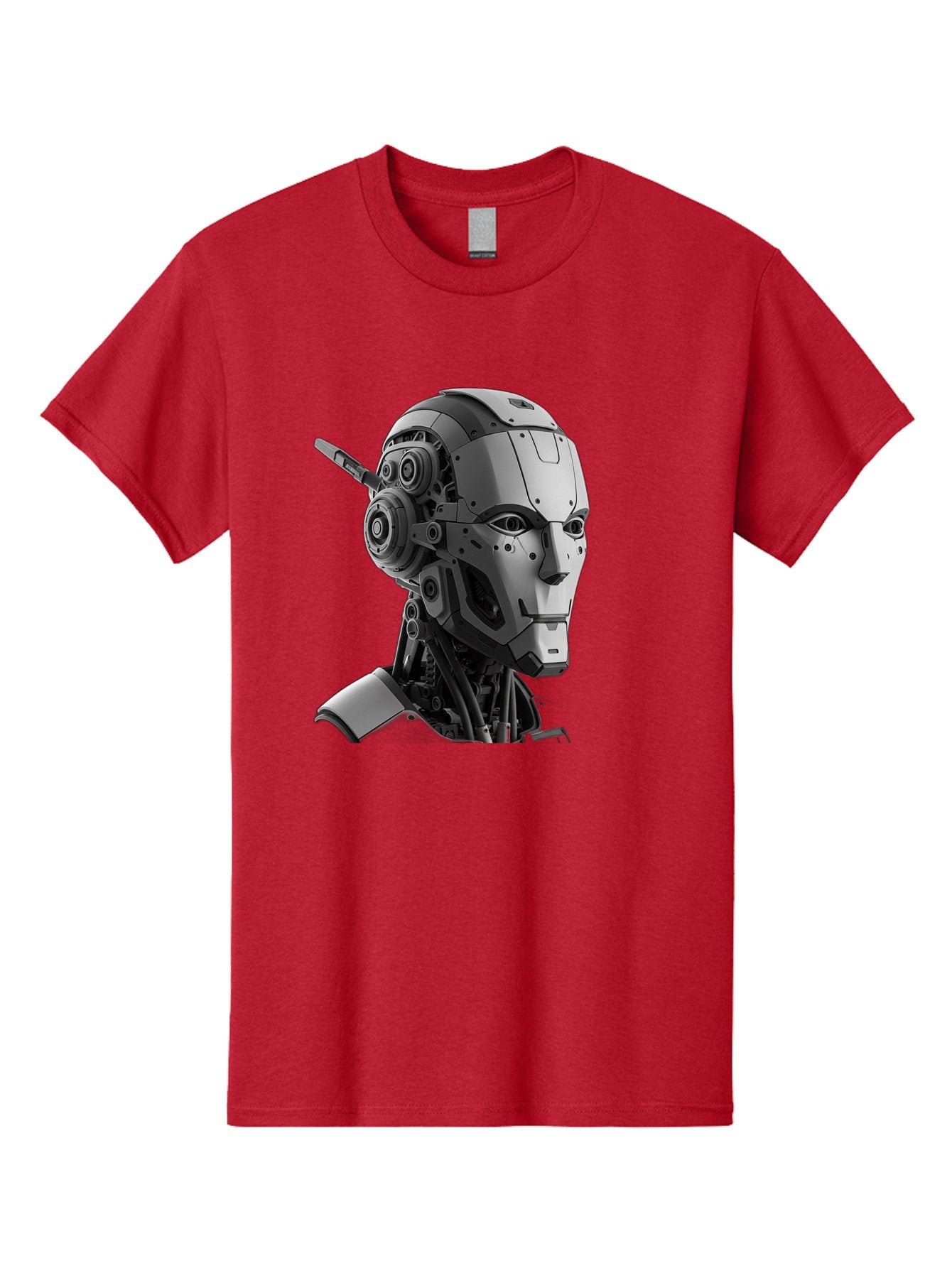 Robot-Head Men'S Graphic Tee, 100% Cotton, Comfortable Casual Summer Wear, Machine Washable, Robotic Head, Futuristic Design, Mechanical Face, Gray Metallic Finish, Technological Innovation, Advanced Robotics, Artificial Intelligence, Bab352 10