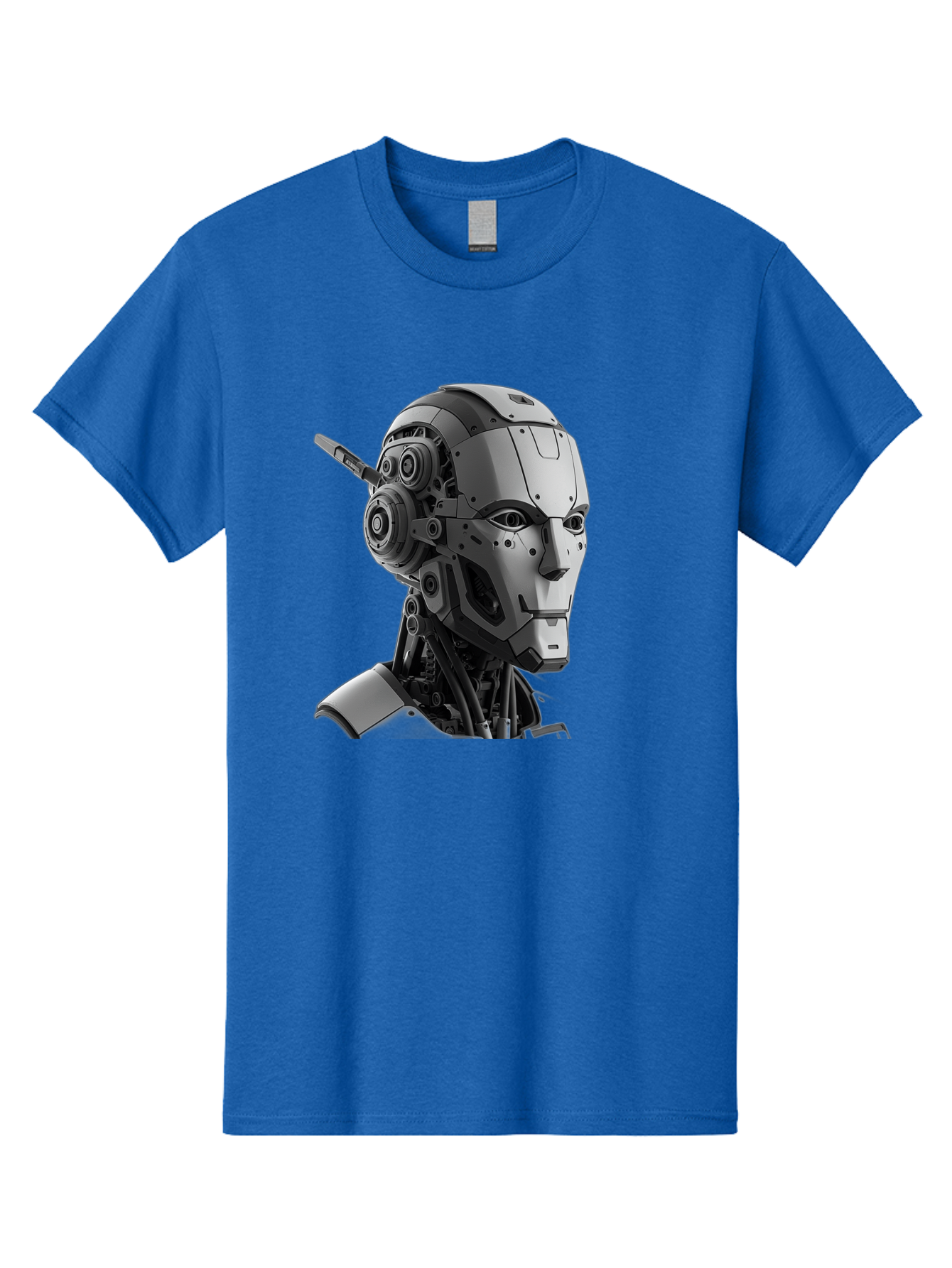 Robot-Head Men'S Graphic Tee, 100% Cotton, Comfortable Casual Summer Wear, Machine Washable, Robotic Head, Futuristic Design, Mechanical Face, Gray Metallic Finish, Technological Innovation, Advanced Robotics, Artificial Intelligence, Bab352 11
