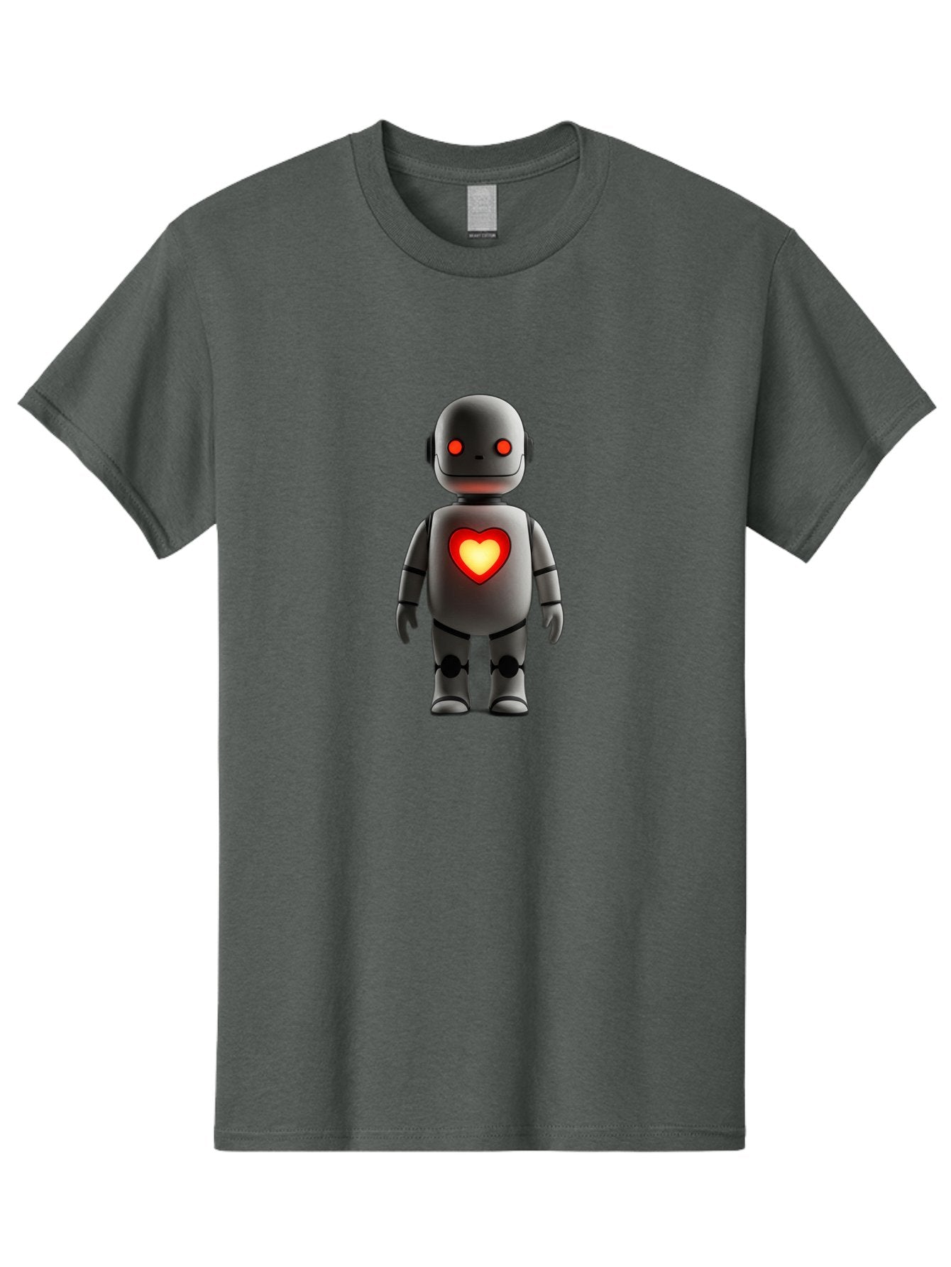 Robot-Heart Men'S Graphic Tee, 100% Cotton, Comfortable Casual Summer Wear, Machine Washable, Robot With Heart, Digital Art, Futuristic Design, Red Heart Symbol, Cyborg Illustration, Artificial Intelligence, Robot Love, Tech Design Bab353