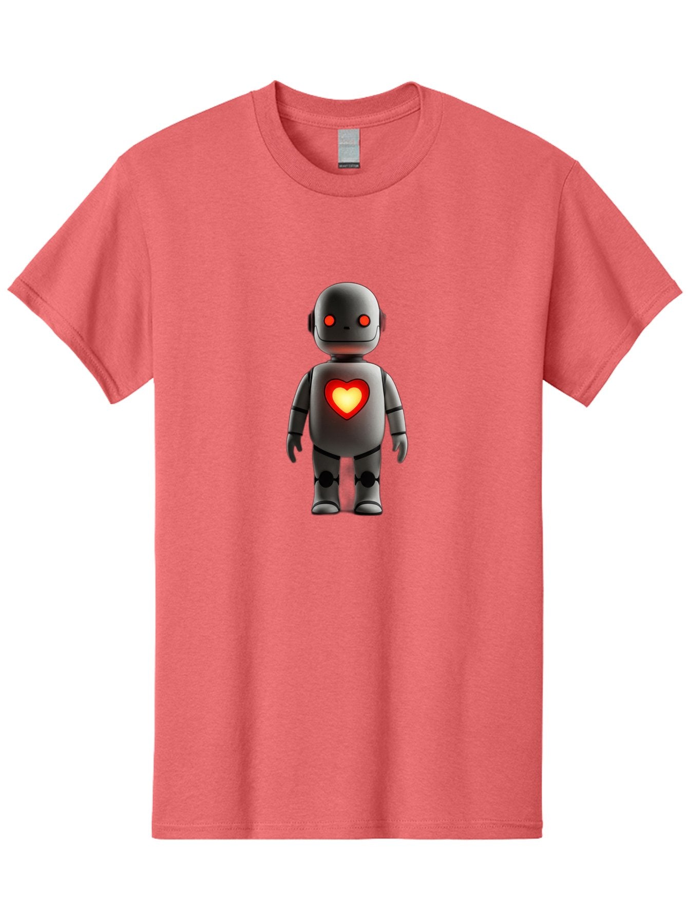 Robot-Heart Men'S Graphic Tee, 100% Cotton, Comfortable Casual Summer Wear, Machine Washable, Robot With Heart, Digital Art, Futuristic Design, Red Heart Symbol, Cyborg Illustration, Artificial Intelligence, Robot Love, Tech Design Bab353 4