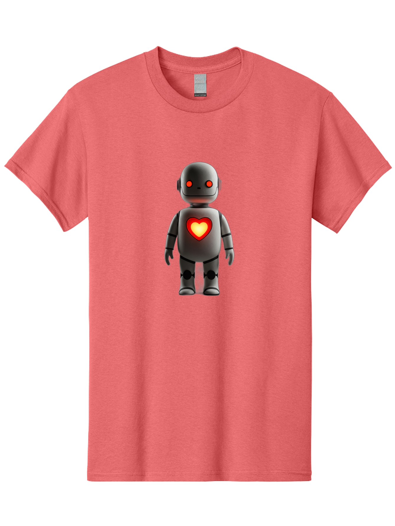 Robot-Heart Men'S Graphic Tee, 100% Cotton, Comfortable Casual Summer Wear, Machine Washable, Robot With Heart, Digital Art, Futuristic Design, Red Heart Symbol, Cyborg Illustration, Artificial Intelligence, Robot Love, Tech Design Bab353 23