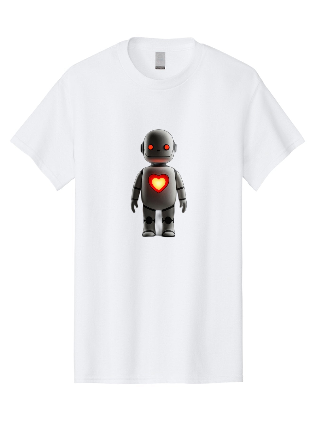 Robot-Heart Men'S Graphic Tee, 100% Cotton, Comfortable Casual Summer Wear, Machine Washable, Robot With Heart, Digital Art, Futuristic Design, Red Heart Symbol, Cyborg Illustration, Artificial Intelligence, Robot Love, Tech Design Bab353 8