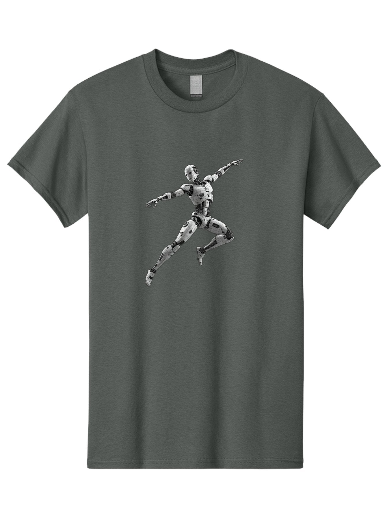 Robot-In-Mid-Air Men'S Graphic Tee, 100% Cotton, Comfortable Casual Summer Wear, Machine Washable, Robot In Mid-Air, Robotic Dance, Futuristic Technology, Robotic Limbs, Mechanical Movement, Silver Robot, Futuristic Design, Modern Android, Bab354 6