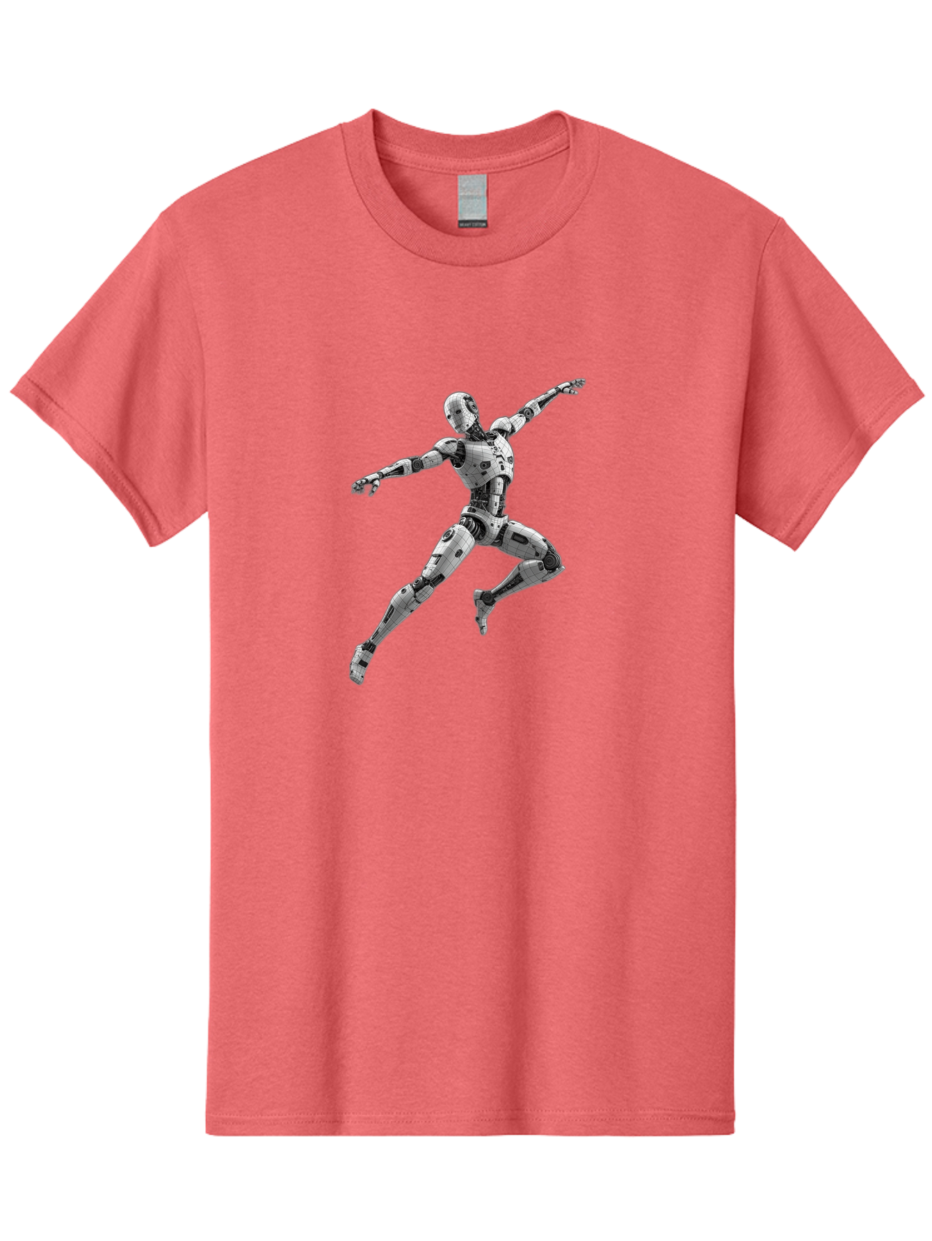 Robot-In-Mid-Air Men'S Graphic Tee, 100% Cotton, Comfortable Casual Summer Wear, Machine Washable, Robot In Mid-Air, Robotic Dance, Futuristic Technology, Robotic Limbs, Mechanical Movement, Silver Robot, Futuristic Design, Modern Android, Bab354 25