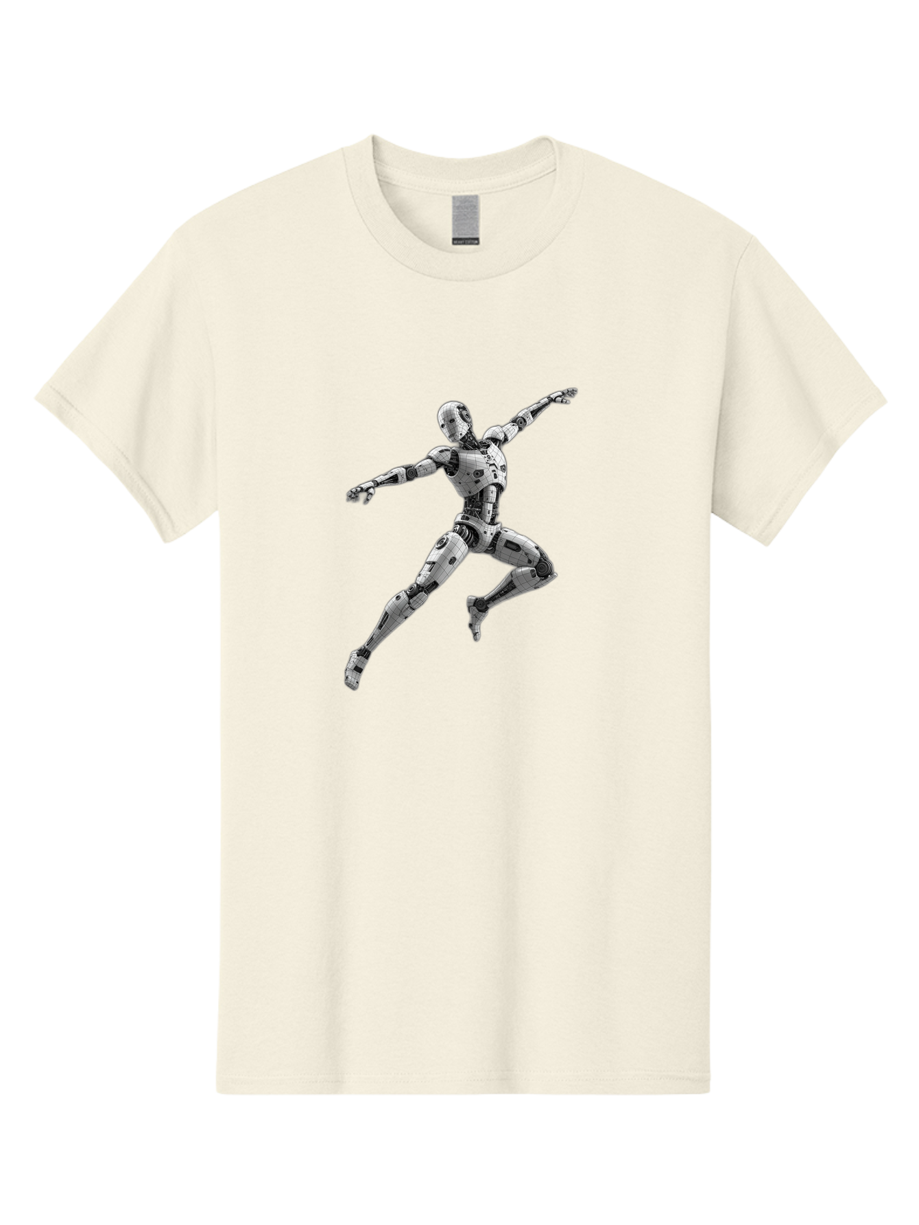 Robot-In-Mid-Air Men'S Graphic Tee, 100% Cotton, Comfortable Casual Summer Wear, Machine Washable, Robot In Mid-Air, Robotic Dance, Futuristic Technology, Robotic Limbs, Mechanical Movement, Silver Robot, Futuristic Design, Modern Android, Bab354 3