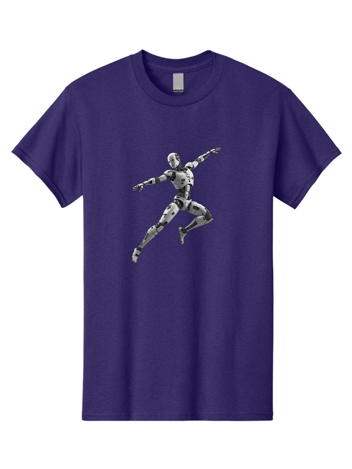 Robot-In-Mid-Air Men'S Graphic Tee, 100% Cotton, Comfortable Casual Summer Wear, Machine Washable, Robot In Mid-Air, Robotic Dance, Futuristic Technology, Robotic Limbs, Mechanical Movement, Silver Robot, Futuristic Design, Modern Android, Bab354