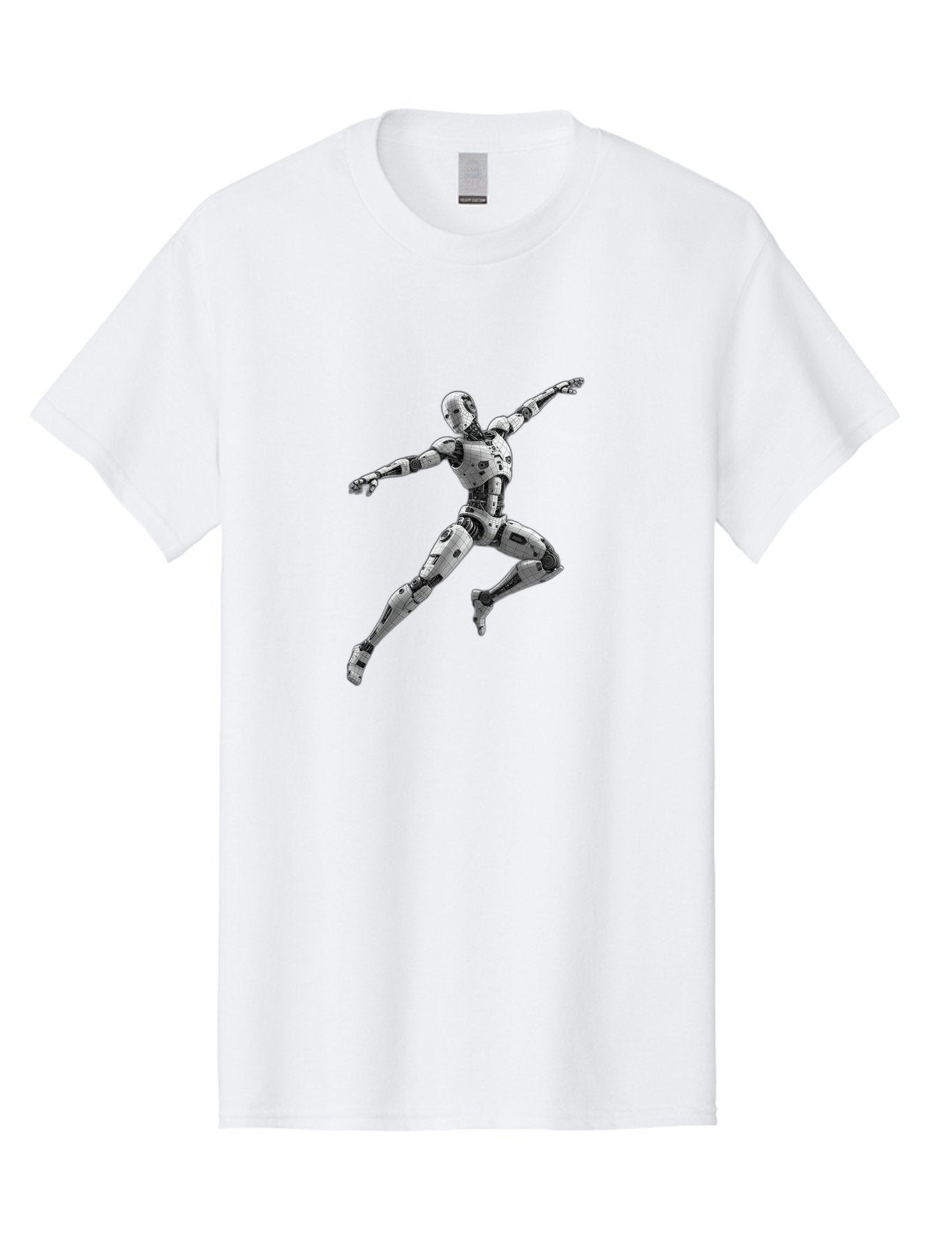 Robot-In-Mid-Air Men'S Graphic Tee, 100% Cotton, Comfortable Casual Summer Wear, Machine Washable, Robot In Mid-Air, Robotic Dance, Futuristic Technology, Robotic Limbs, Mechanical Movement, Silver Robot, Futuristic Design, Modern Android, Bab354 12