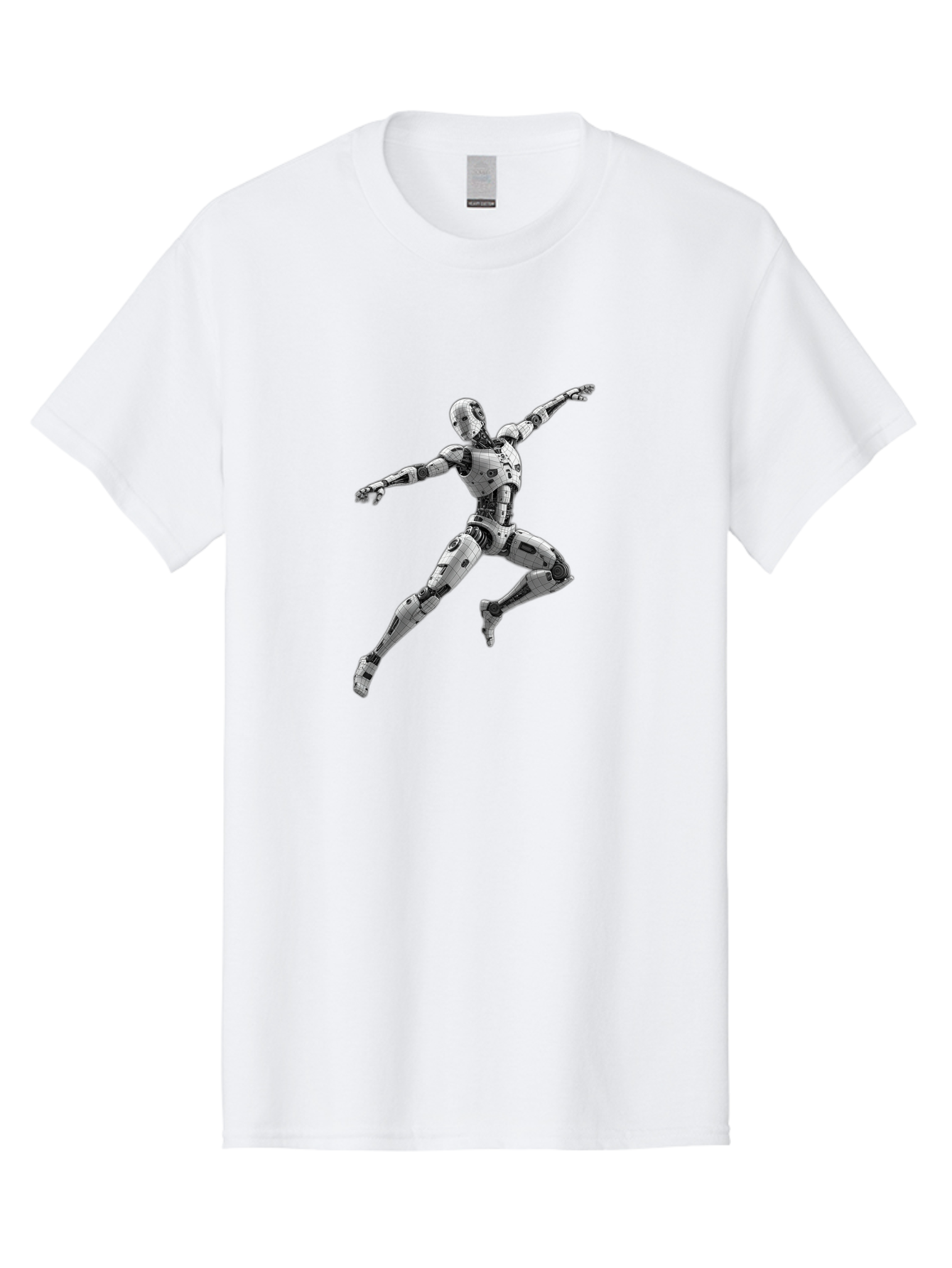 Robot-In-Mid-Air Men'S Graphic Tee, 100% Cotton, Comfortable Casual Summer Wear, Machine Washable, Robot In Mid-Air, Robotic Dance, Futuristic Technology, Robotic Limbs, Mechanical Movement, Silver Robot, Futuristic Design, Modern Android, Bab354 5