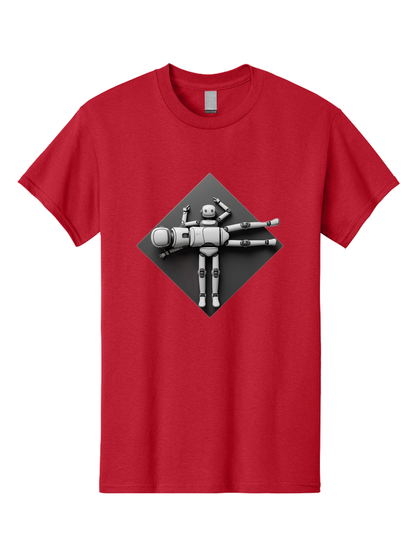 Robot-On-Dark-Square Men'S Graphic Tee, 100% Cotton, Comfortable Casual Summer Wear, Machine Washable, Robot Lying Down, Relaxation Pose, Mechanical Body, Futuristic Design, Artificial Intelligence, Modern Technology, Robot Resting, Bab355 27