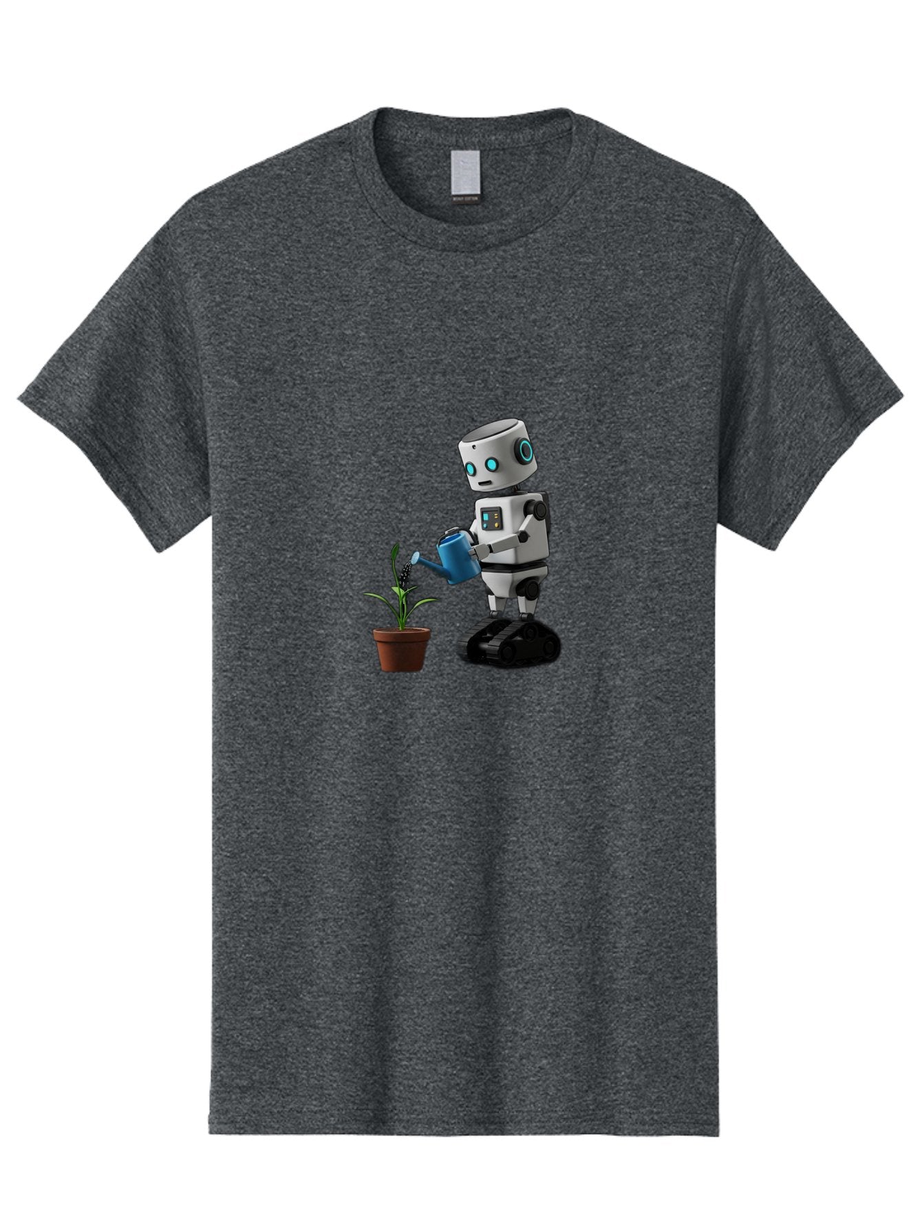 Robot-Watering-Plant Men'S Graphic Tee, 100% Cotton, Comfortable Casual Summer Wear, Machine Washable, Robot Watering Plant, Futuristic Gardening, Artificial Intelligence, Robotic Care, Potted Plant, Blue Watering Can, Robotic Technology, Bab357 14