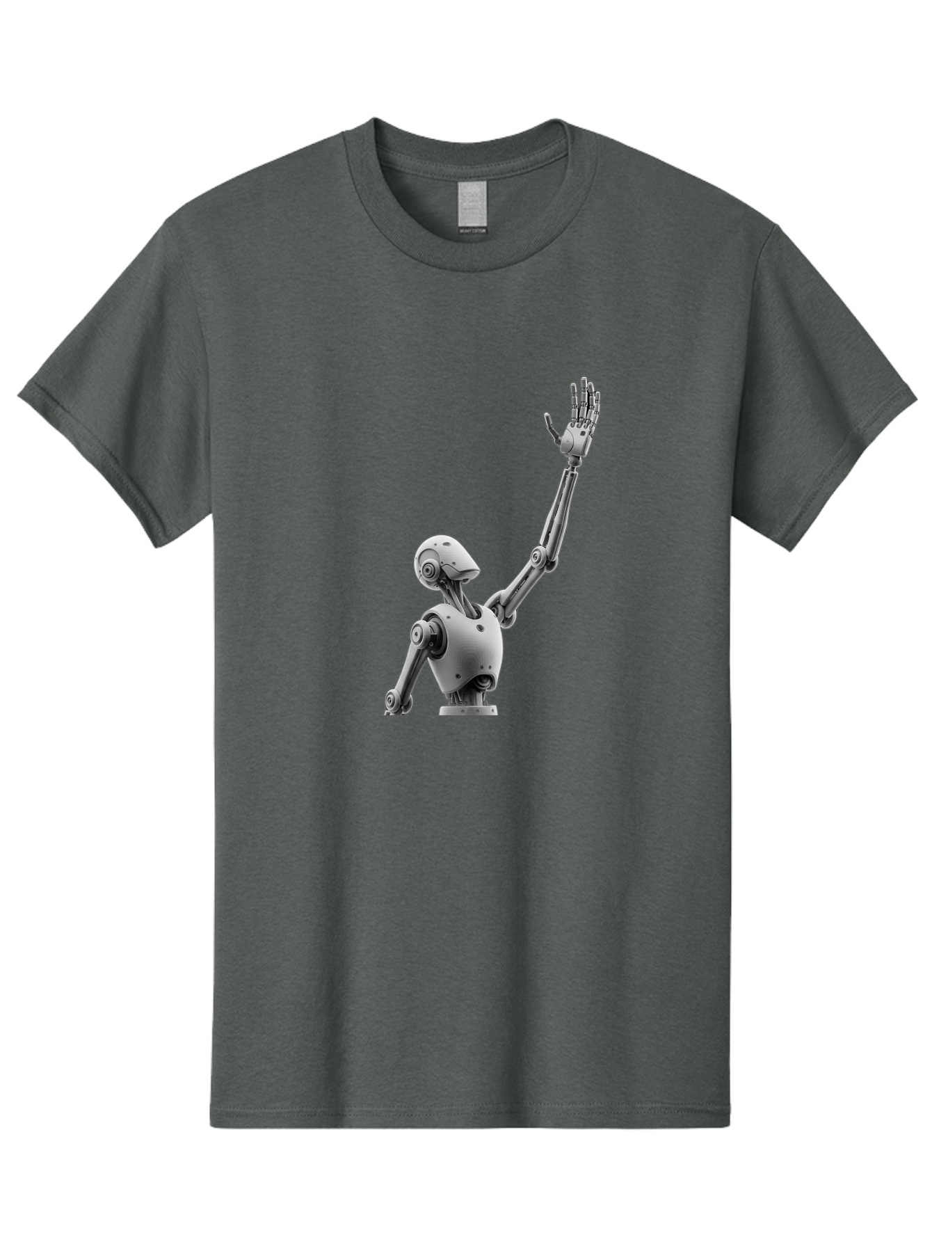 Robot-Waving Men'S Graphic Tee, 100% Cotton, Comfortable Casual Summer Wear, Machine Washable, Robot Waving Hand, Humanoid Robot, Robotic Arm, Mechanical Body, Futuristic Technology, Artificial Intelligence, Robot Greeting Bab358 27