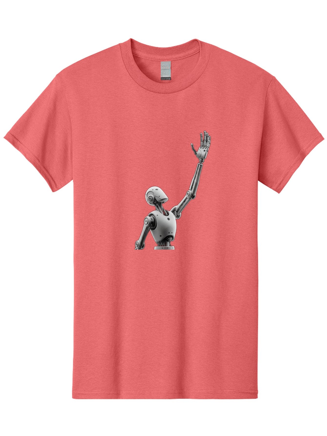 Robot-Waving Men'S Graphic Tee, 100% Cotton, Comfortable Casual Summer Wear, Machine Washable, Robot Waving Hand, Humanoid Robot, Robotic Arm, Mechanical Body, Futuristic Technology, Artificial Intelligence, Robot Greeting Bab358 8