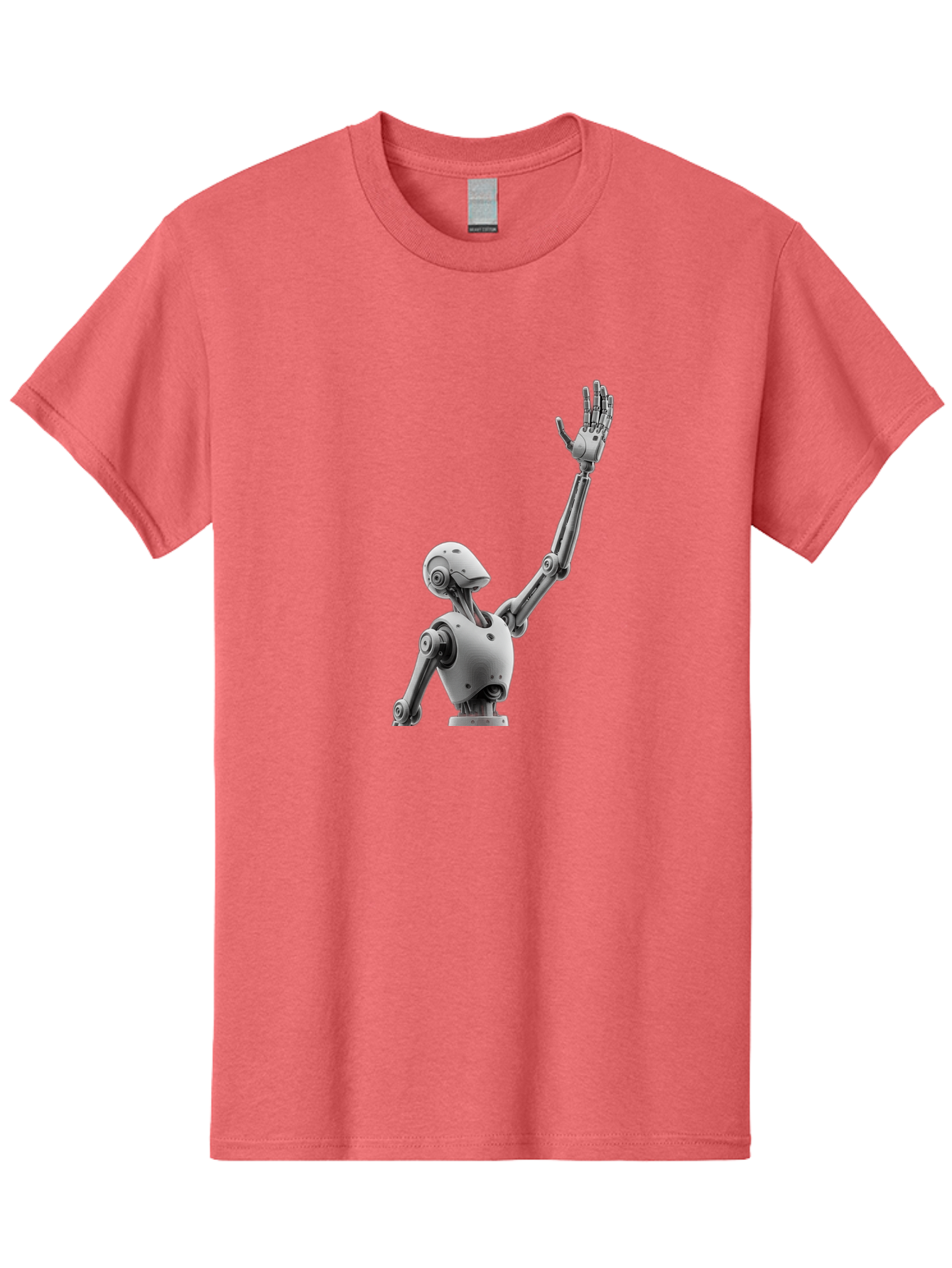 Robot-Waving Men'S Graphic Tee, 100% Cotton, Comfortable Casual Summer Wear, Machine Washable, Robot Waving Hand, Humanoid Robot, Robotic Arm, Mechanical Body, Futuristic Technology, Artificial Intelligence, Robot Greeting Bab358 11