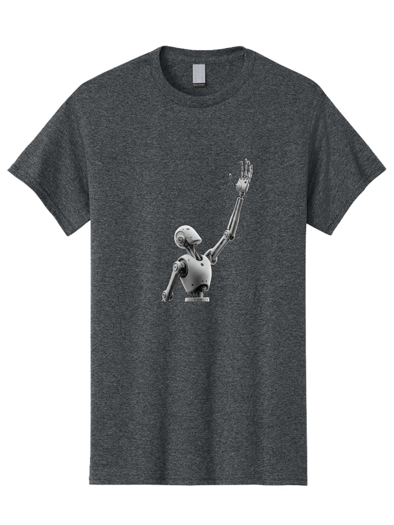 Robot-Waving Men'S Graphic Tee, 100% Cotton, Comfortable Casual Summer Wear, Machine Washable, Robot Waving Hand, Humanoid Robot, Robotic Arm, Mechanical Body, Futuristic Technology, Artificial Intelligence, Robot Greeting Bab358 9