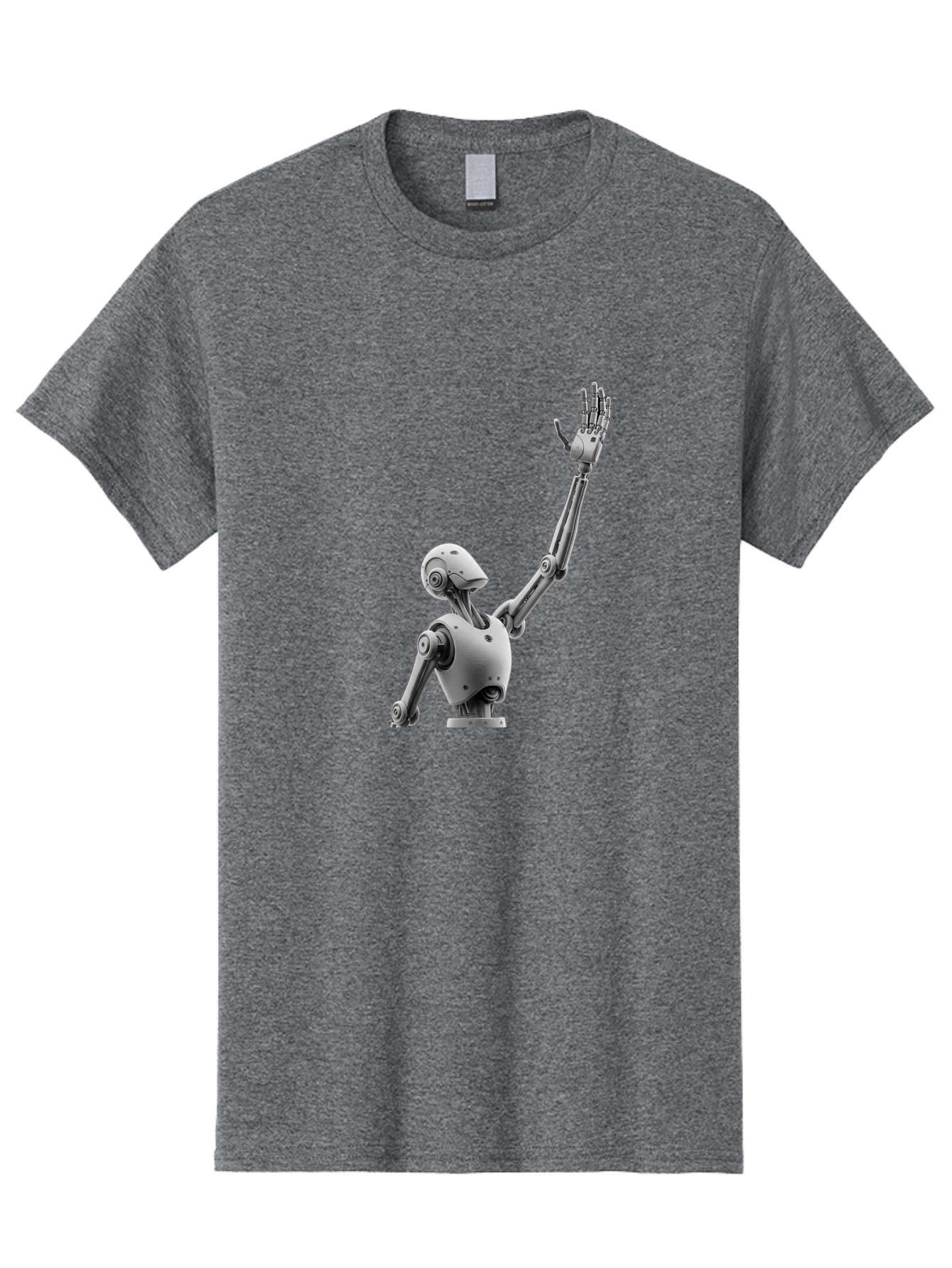 Robot-Waving Men'S Graphic Tee, 100% Cotton, Comfortable Casual Summer Wear, Machine Washable, Robot Waving Hand, Humanoid Robot, Robotic Arm, Mechanical Body, Futuristic Technology, Artificial Intelligence, Robot Greeting Bab358 17