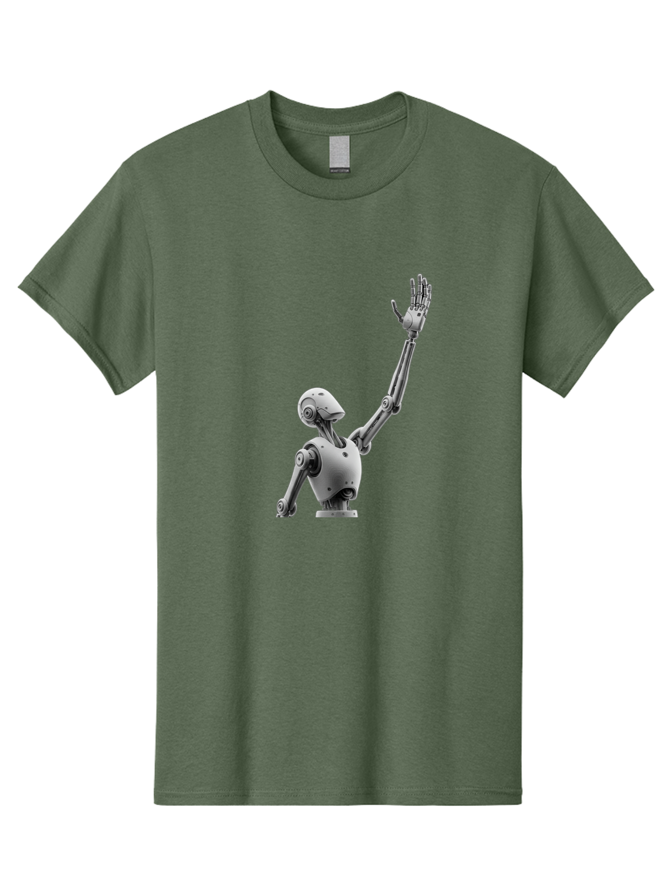 Robot-Waving Men'S Graphic Tee, 100% Cotton, Comfortable Casual Summer Wear, Machine Washable, Robot Waving Hand, Humanoid Robot, Robotic Arm, Mechanical Body, Futuristic Technology, Artificial Intelligence, Robot Greeting Bab358 19