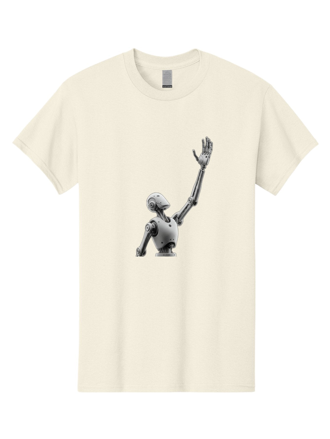 Robot-Waving Men'S Graphic Tee, 100% Cotton, Comfortable Casual Summer Wear, Machine Washable, Robot Waving Hand, Humanoid Robot, Robotic Arm, Mechanical Body, Futuristic Technology, Artificial Intelligence, Robot Greeting Bab358 12