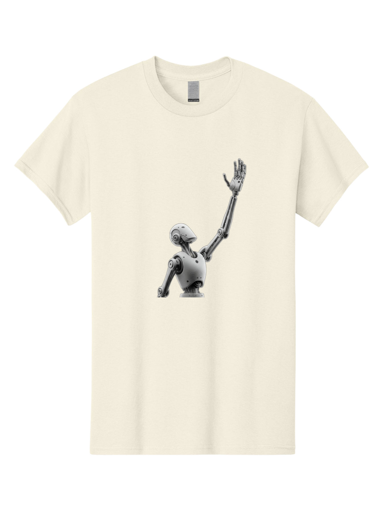 Robot-Waving Men'S Graphic Tee, 100% Cotton, Comfortable Casual Summer Wear, Machine Washable, Robot Waving Hand, Humanoid Robot, Robotic Arm, Mechanical Body, Futuristic Technology, Artificial Intelligence, Robot Greeting Bab358 5