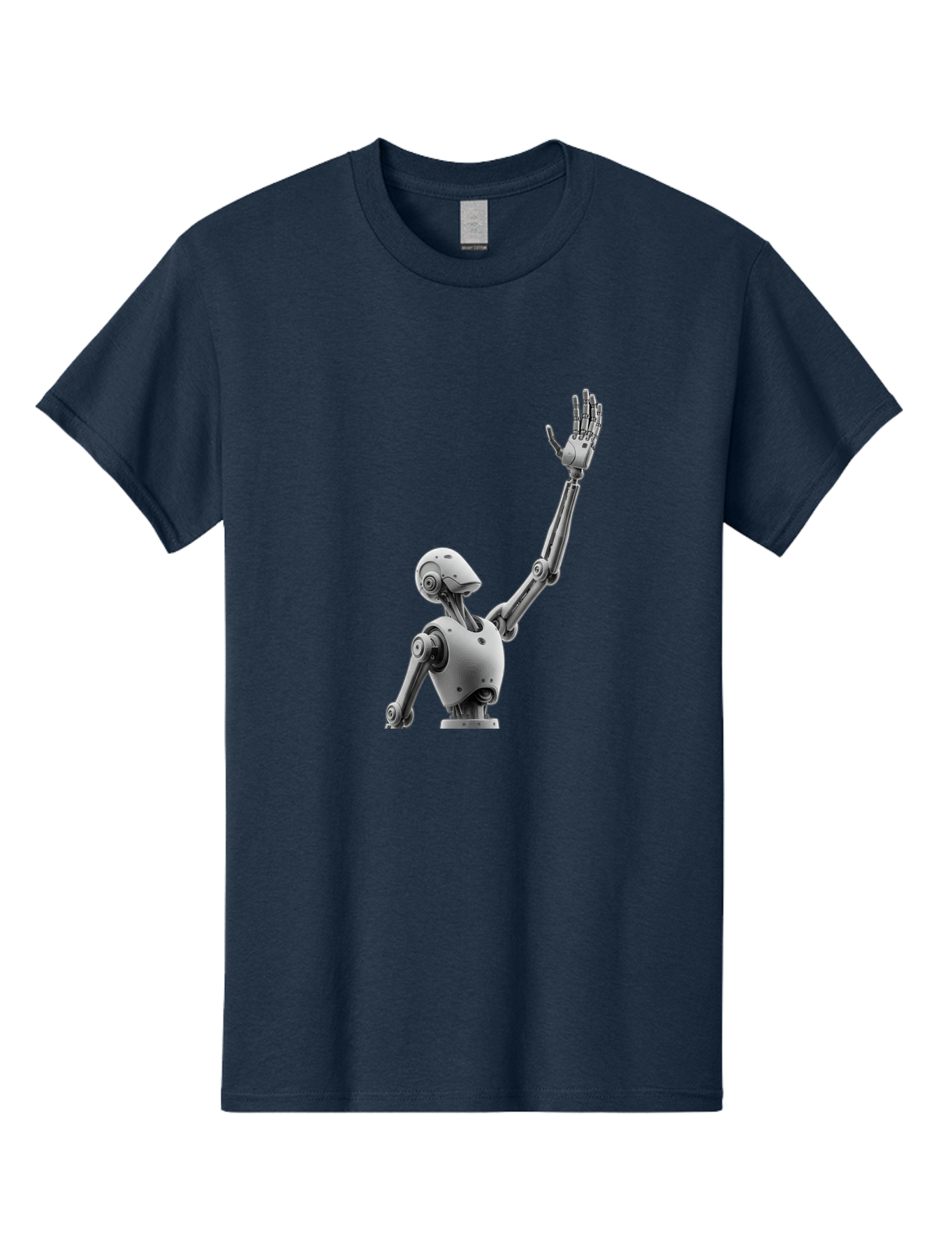 Robot-Waving Men'S Graphic Tee, 100% Cotton, Comfortable Casual Summer Wear, Machine Washable, Robot Waving Hand, Humanoid Robot, Robotic Arm, Mechanical Body, Futuristic Technology, Artificial Intelligence, Robot Greeting Bab358 15