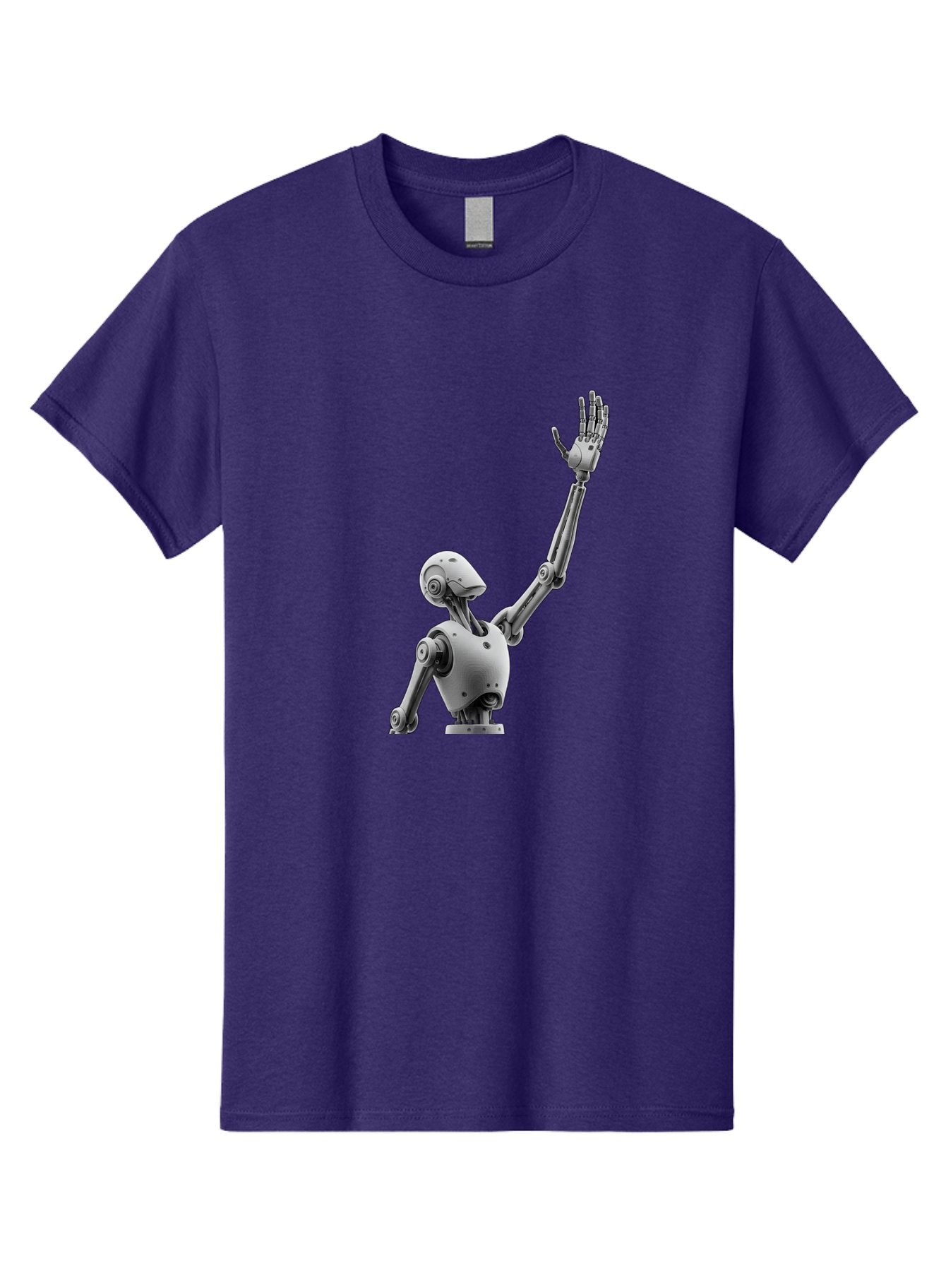Robot-Waving Men'S Graphic Tee, 100% Cotton, Comfortable Casual Summer Wear, Machine Washable, Robot Waving Hand, Humanoid Robot, Robotic Arm, Mechanical Body, Futuristic Technology, Artificial Intelligence, Robot Greeting Bab358 14
