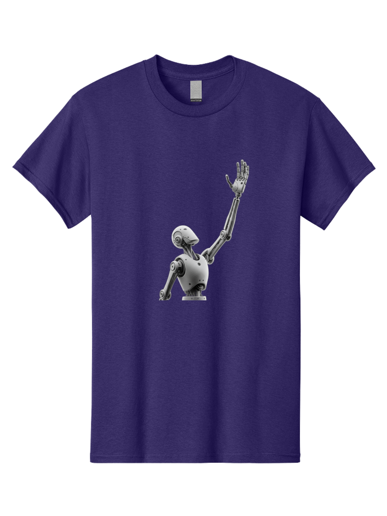 Robot-Waving Men'S Graphic Tee, 100% Cotton, Comfortable Casual Summer Wear, Machine Washable, Robot Waving Hand, Humanoid Robot, Robotic Arm, Mechanical Body, Futuristic Technology, Artificial Intelligence, Robot Greeting Bab358 3