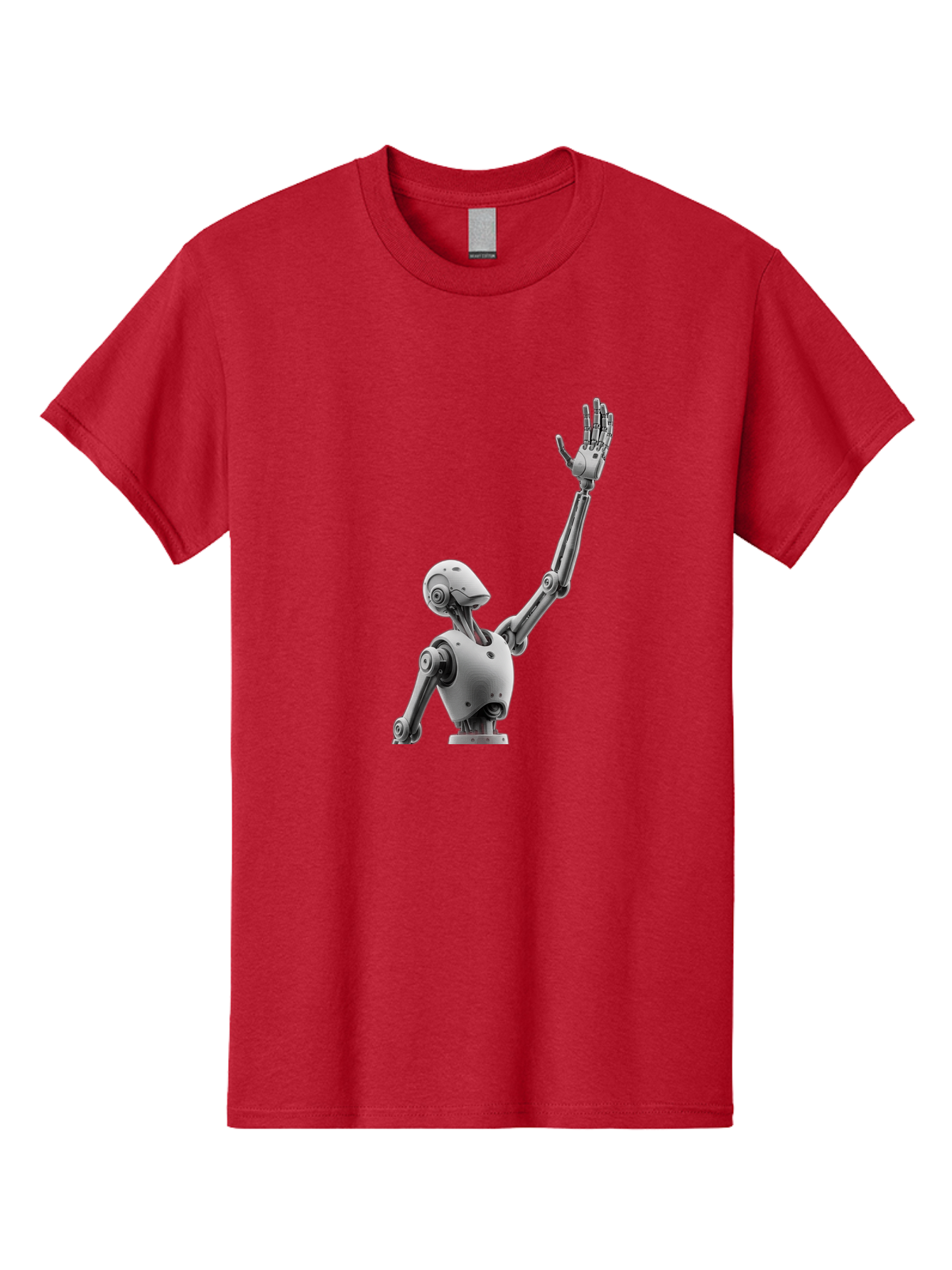 Robot-Waving Men'S Graphic Tee, 100% Cotton, Comfortable Casual Summer Wear, Machine Washable, Robot Waving Hand, Humanoid Robot, Robotic Arm, Mechanical Body, Futuristic Technology, Artificial Intelligence, Robot Greeting Bab358 7