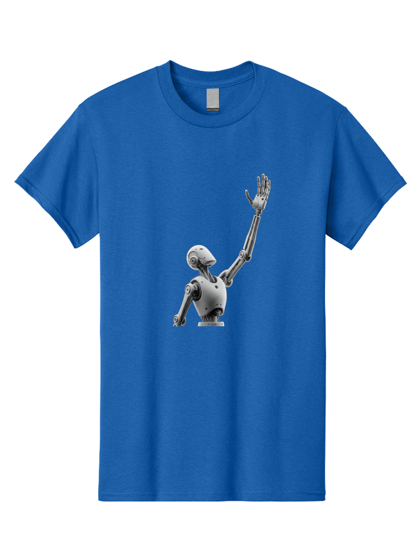 Robot-Waving Men'S Graphic Tee, 100% Cotton, Comfortable Casual Summer Wear, Machine Washable, Robot Waving Hand, Humanoid Robot, Robotic Arm, Mechanical Body, Futuristic Technology, Artificial Intelligence, Robot Greeting Bab358 29