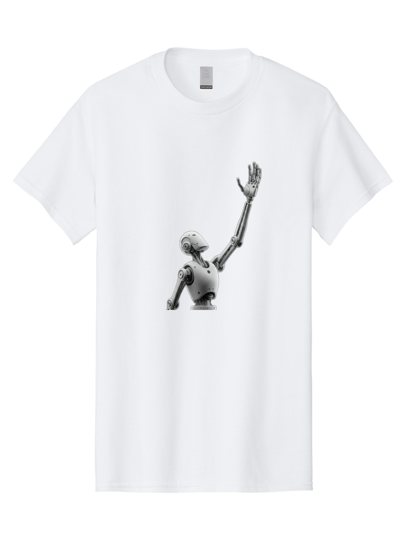 Robot-Waving Men'S Graphic Tee, 100% Cotton, Comfortable Casual Summer Wear, Machine Washable, Robot Waving Hand, Humanoid Robot, Robotic Arm, Mechanical Body, Futuristic Technology, Artificial Intelligence, Robot Greeting Bab358 13
