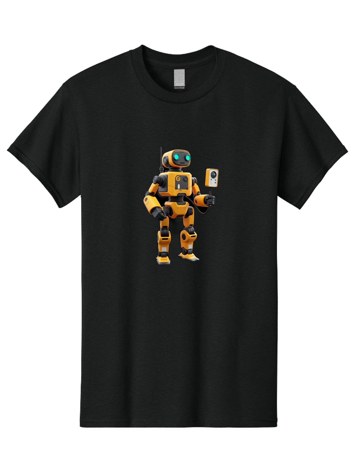 Robot-With-Selfie-Stick Men'S Graphic Tee, 100% Cotton, Comfortable Casual Summer Wear, Machine Washable, Robotic Figure, Humanoid Robot, Artificial Intelligence, Futuristic Technology, Robot Holding Device, Mechanical Limbs, Bab360 4