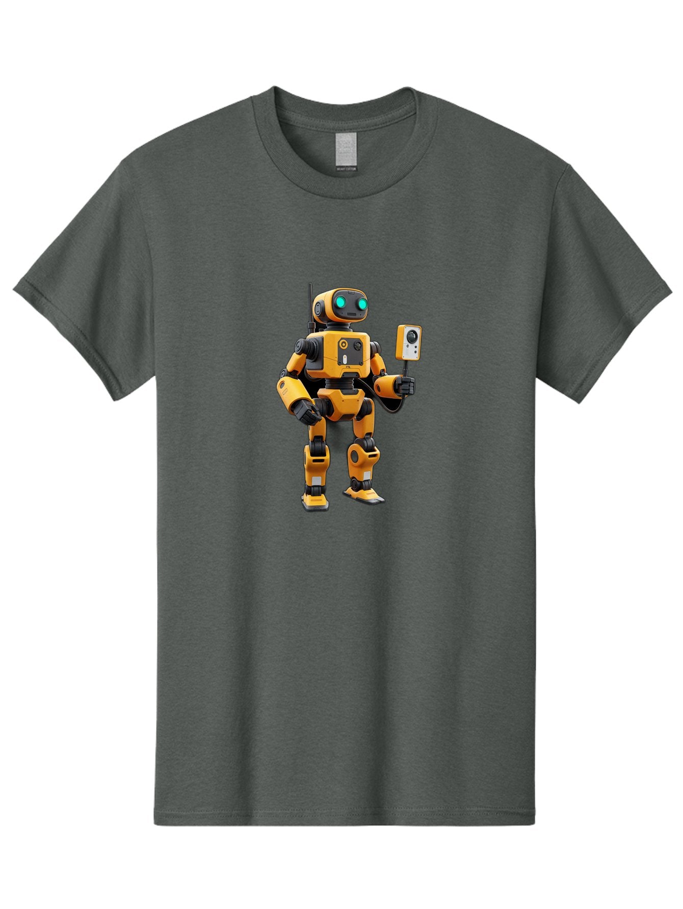 Robot-With-Selfie-Stick Men'S Graphic Tee, 100% Cotton, Comfortable Casual Summer Wear, Machine Washable, Robotic Figure, Humanoid Robot, Artificial Intelligence, Futuristic Technology, Robot Holding Device, Mechanical Limbs, Bab360 11