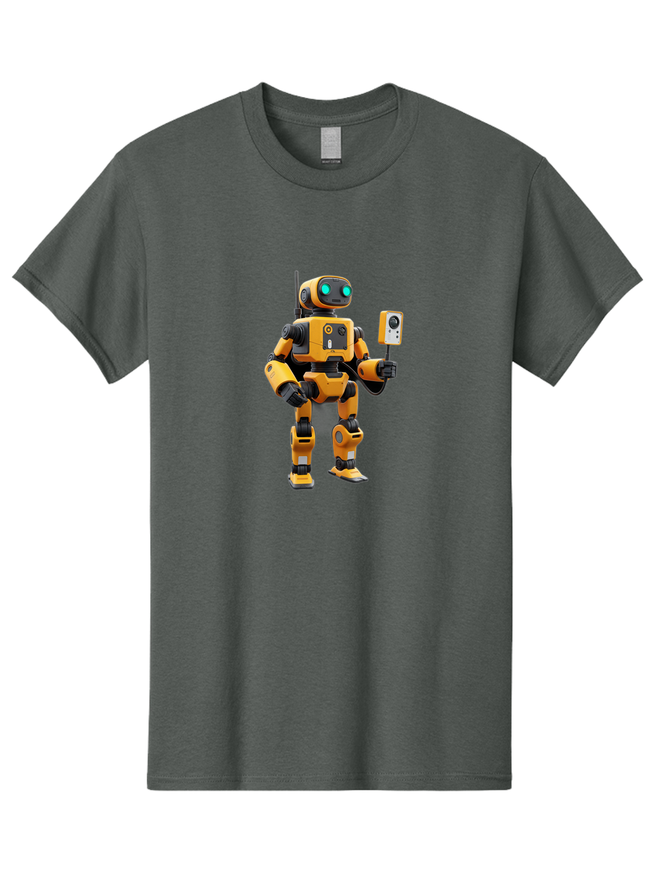 Robot-With-Selfie-Stick Men'S Graphic Tee, 100% Cotton, Comfortable Casual Summer Wear, Machine Washable, Robotic Figure, Humanoid Robot, Artificial Intelligence, Futuristic Technology, Robot Holding Device, Mechanical Limbs, Bab360 7