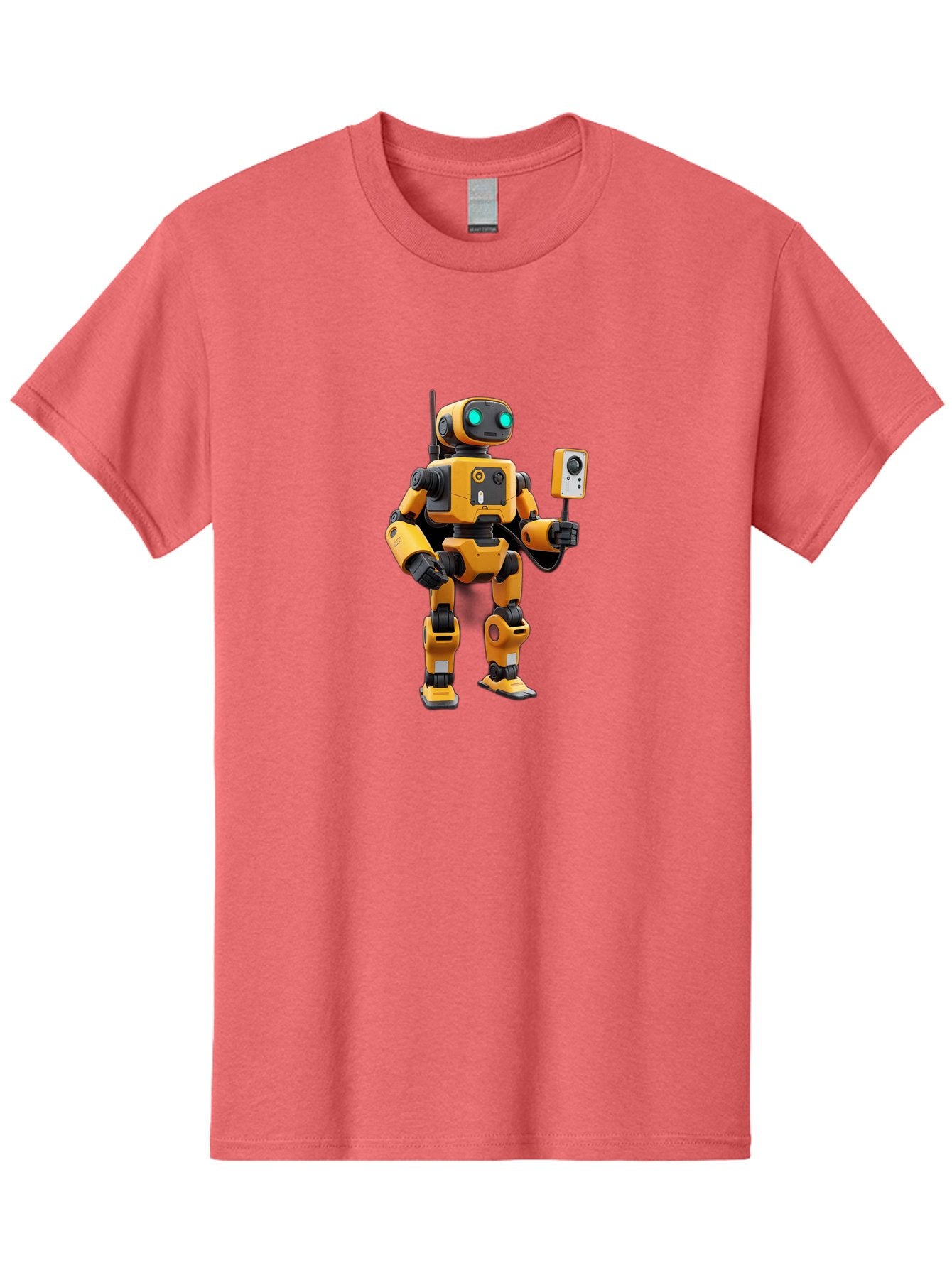 Robot-With-Selfie-Stick Men'S Graphic Tee, 100% Cotton, Comfortable Casual Summer Wear, Machine Washable, Robotic Figure, Humanoid Robot, Artificial Intelligence, Futuristic Technology, Robot Holding Device, Mechanical Limbs, Bab360 8