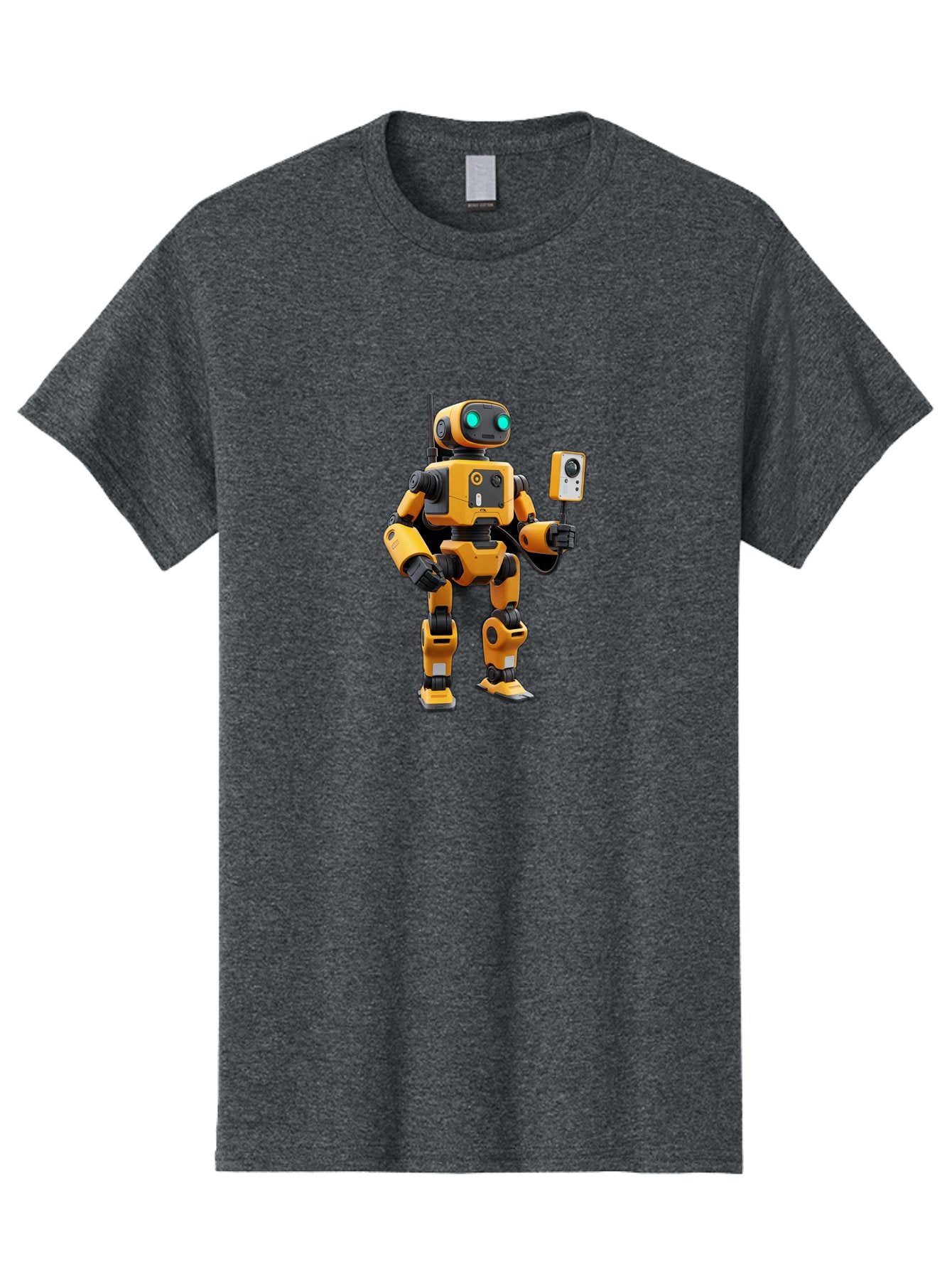 Robot-With-Selfie-Stick Men'S Graphic Tee, 100% Cotton, Comfortable Casual Summer Wear, Machine Washable, Robotic Figure, Humanoid Robot, Artificial Intelligence, Futuristic Technology, Robot Holding Device, Mechanical Limbs, Bab360 12