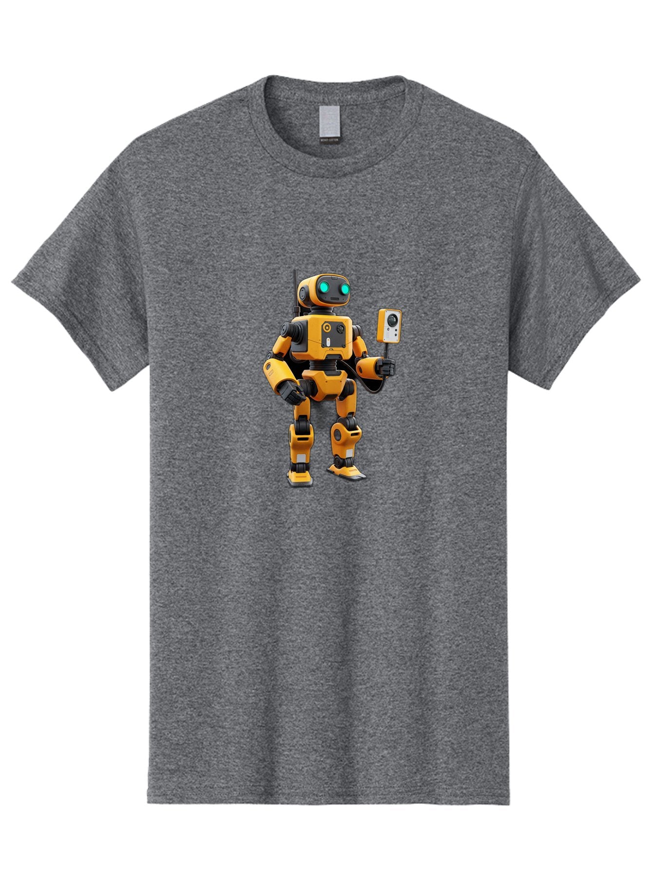 Robot-With-Selfie-Stick Men'S Graphic Tee, 100% Cotton, Comfortable Casual Summer Wear, Machine Washable, Robotic Figure, Humanoid Robot, Artificial Intelligence, Futuristic Technology, Robot Holding Device, Mechanical Limbs, Bab360 5